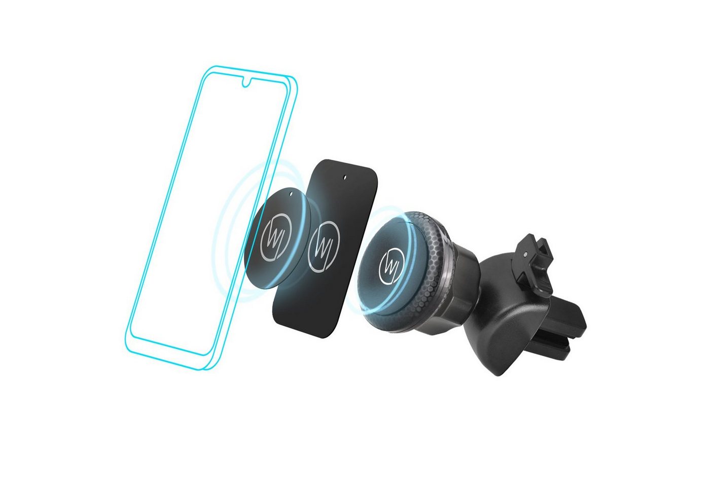 Wicked Chili Smartphone-Halterung KFZ Magnet Lüftungsgitter Handy Halterung Lüftung iPhone, (1er Set, 4-tlg., Universal Magnetisch Auto Lüftungsschlitz Smartphone Halter für Lüftun)