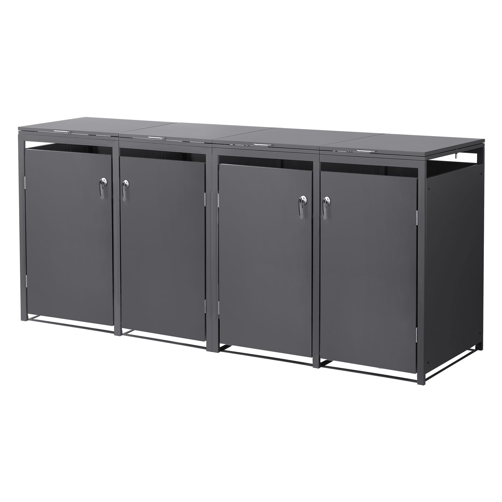 ML-DESIGN Mülltonnenbox Müllbox aus Stahl wetterfeste Mülltonnen Verkleidung Mülltonnengarage, Mülltonnencontainer mit Klappdeckel/Tür für 4 Tonne 120 oder 240 Liter