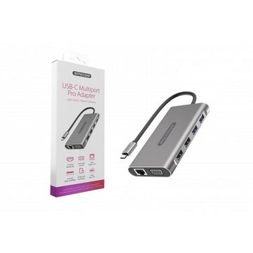 Sitecom USB-C MULTIPORT PRO ADAPTER Power Delivery USB-Adapter, Plug and Play Aluminiumgehäuse abwärtskompatibel