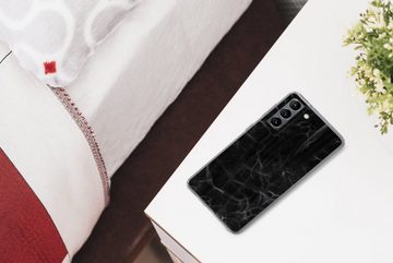 MuchoWow Handyhülle Marmor - Muster - Schwarz, Phone Case, Handyhülle Samsung Galaxy S21 Plus, Silikon, Schutzhülle