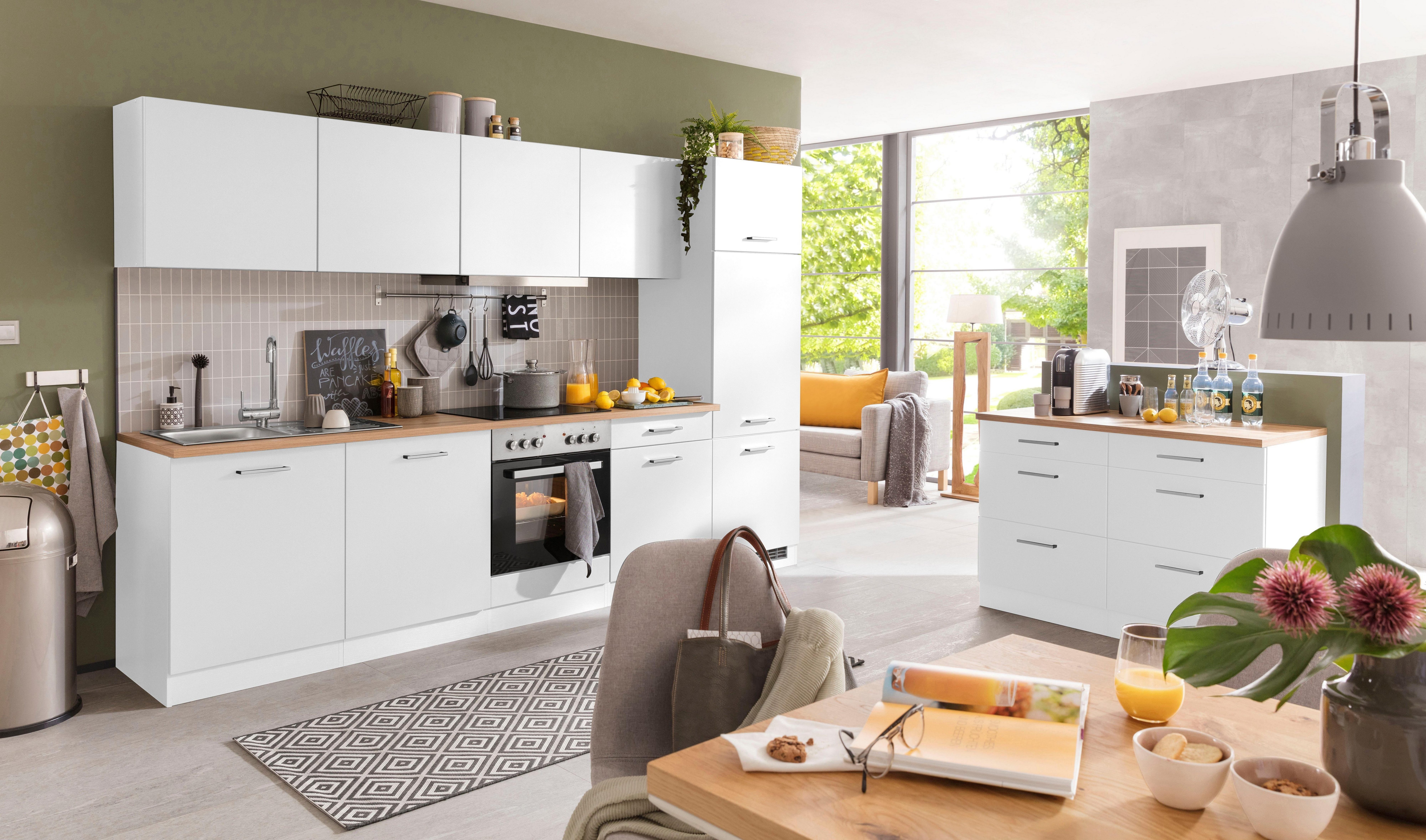 KOCHSTATION Küchenzeile KS-Kehl, mit E-Geräten, Breite 300 cm, inkl. Kühlschrank und Geschirrspüler