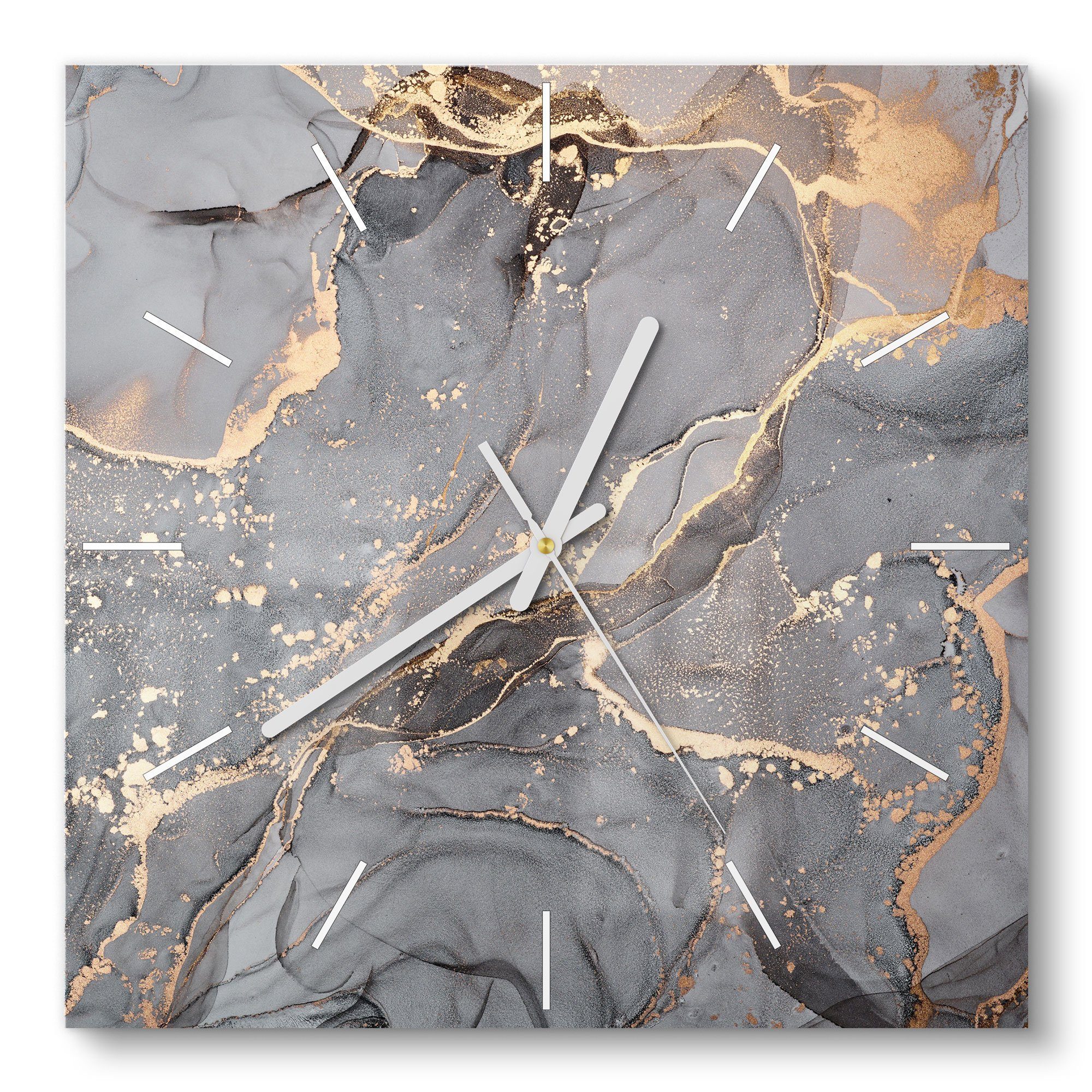 DEQORI Wanduhr 'Elegantes Marmormuster' (Glas Glasuhr günstig online kaufen
