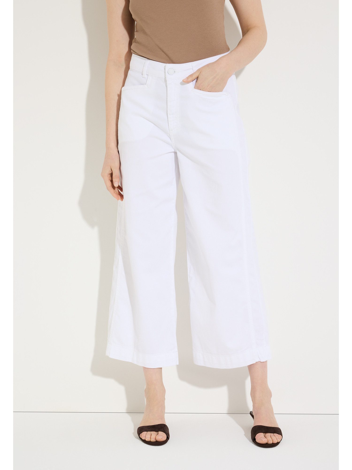 MORE&MORE Stoffhose verkürzte, weite Baumwoll-Stretch-Hose