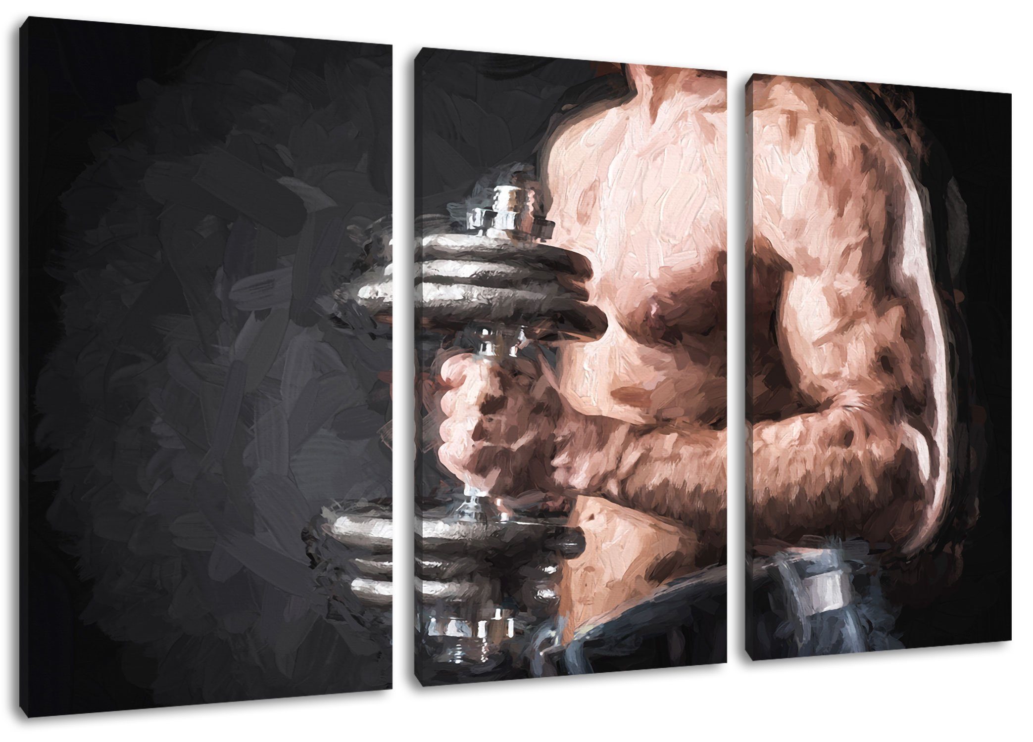 Pixxprint Leinwandbild Bodybuilding, Bodybuilding 3Teiler (120x80cm) (1 St), Leinwandbild fertig bespannt, inkl. Zackenaufhänger