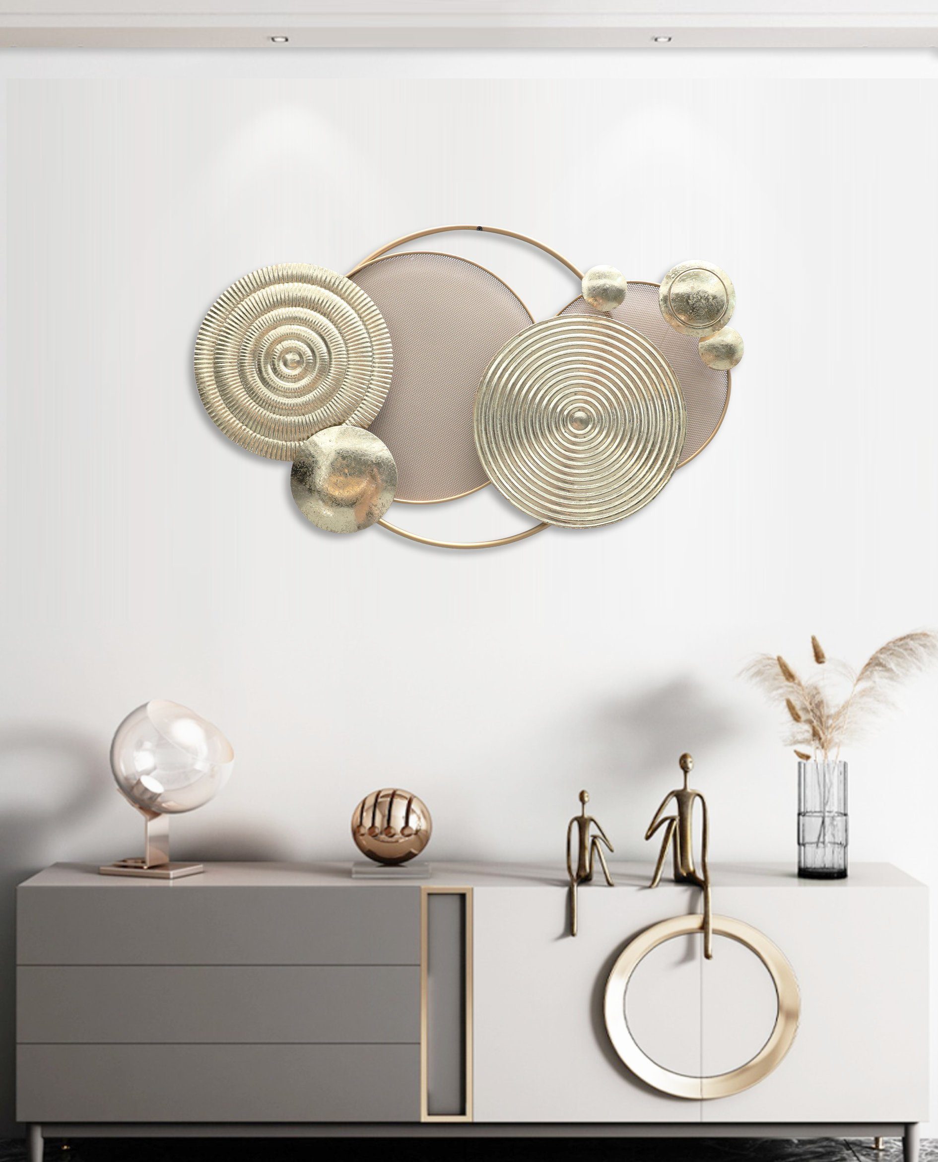 Kobolo Wandbild Metallbild GOLDEN 3D aus Metall in Goldtönen, Industrial Look