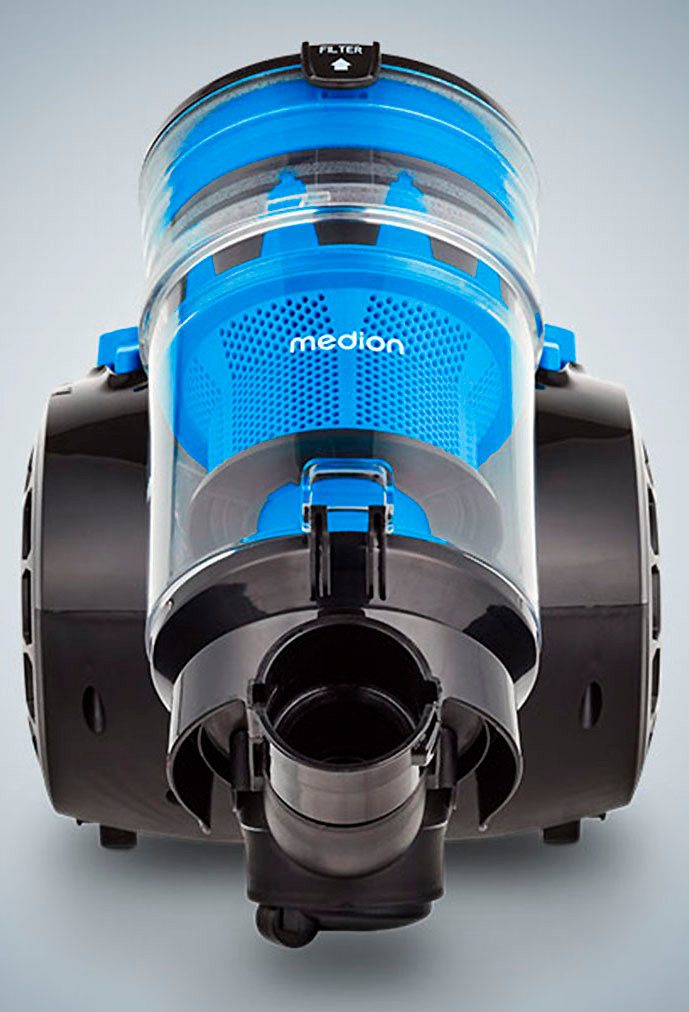 Medion® Bodenstaubsauger P2000 (MD 11905), 21,5 kPa Saugleistung, 2L, Multizyklon-Technologie, 700 W, beutellos, 5,2 Meter Kabellänge, HEPA 13 Filter, 72 dB, integriertes Zubehör