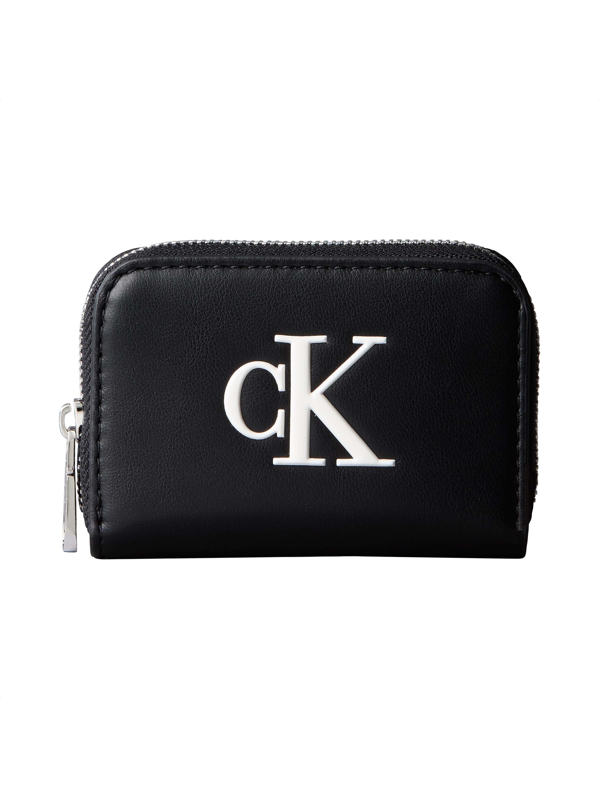 Calvin Klein Geldbörse BOLD CK MEDIUM ZIP AROUND, Mini Portemonnaie, Geldbeutel, Money Pocket mit CK-Logo
