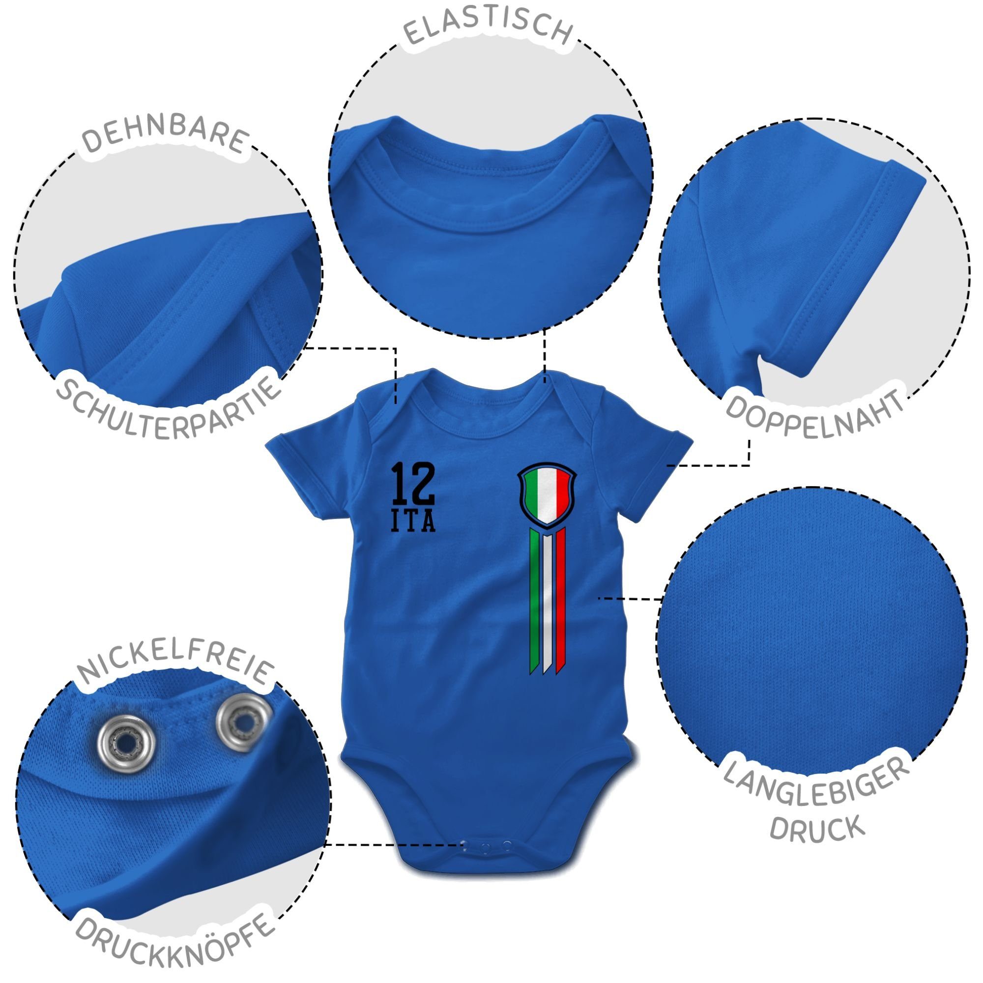 Shirtracer Shirtbody Mann Royalblau Fanshirt 2024 12. 2 EM Italien Baby Fussball