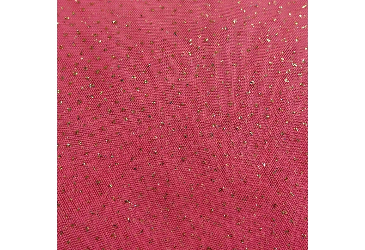 Thumbnail - maDDma Stoff Tüll mit Glitzer Fasching Kostümstoff 1 x 1,5 m Meterware, 014 - pink / gold