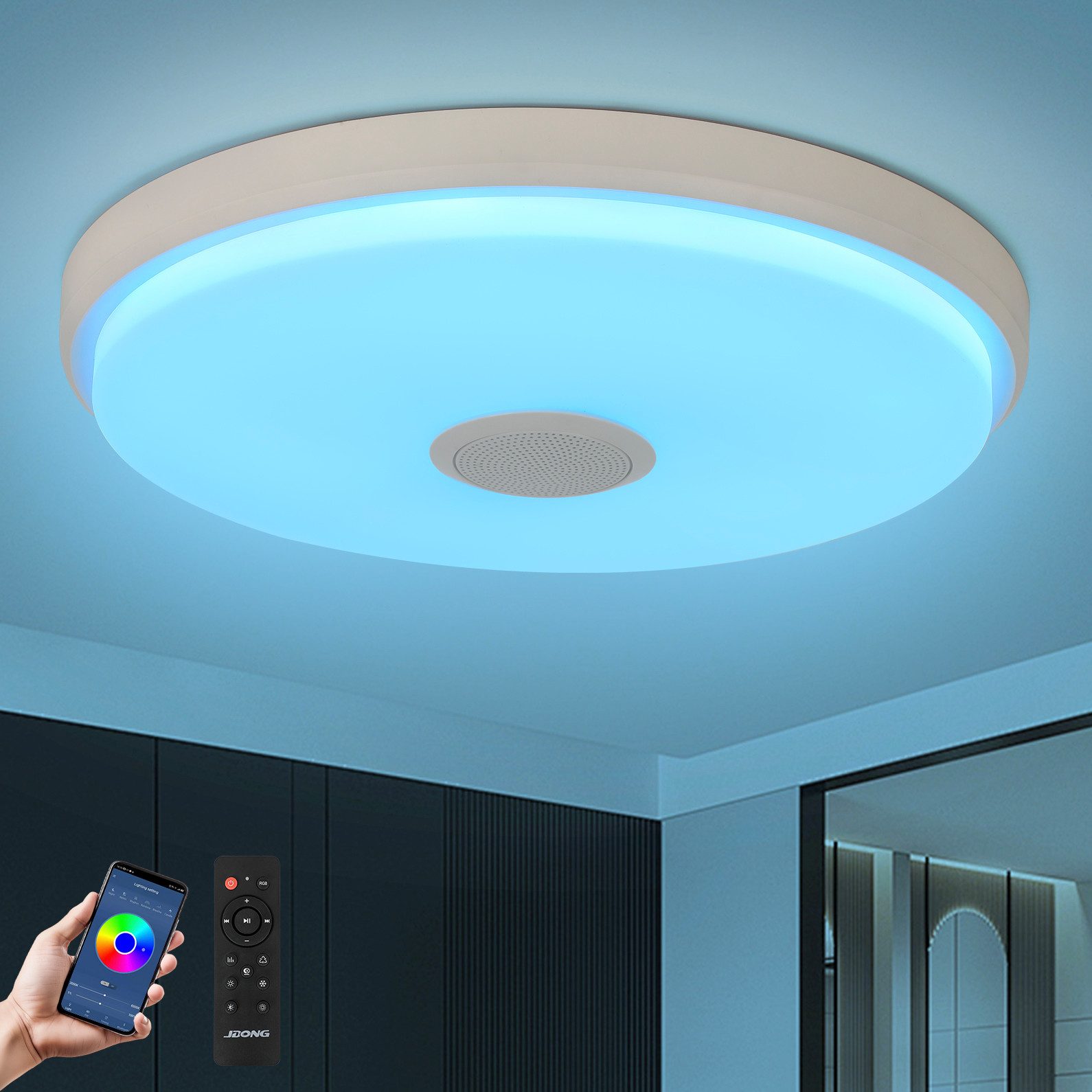LED Deckenleuchte Dimmbar mit Bluetooth Lautsprecher 30cm/40cm/50cm