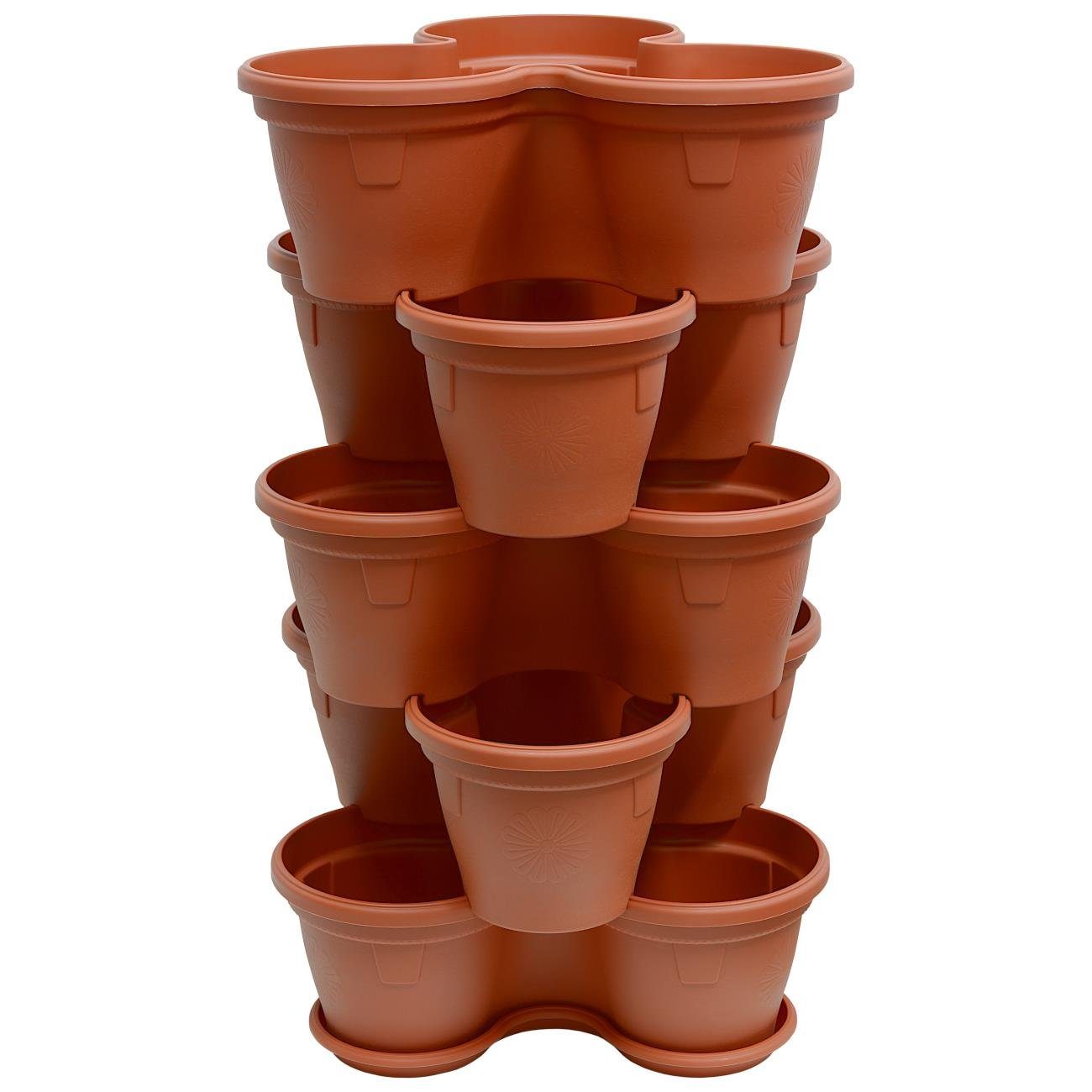 Engelland Blumenständer Säulentopf, Hochbeet, Kräuterbeet (Vorteils-Set, 5 St., 11 Liter Fassungsvermögen je Ebene), fallsicher, UV-beständig, stapelbar, platzsparend, robuster Kunststoff