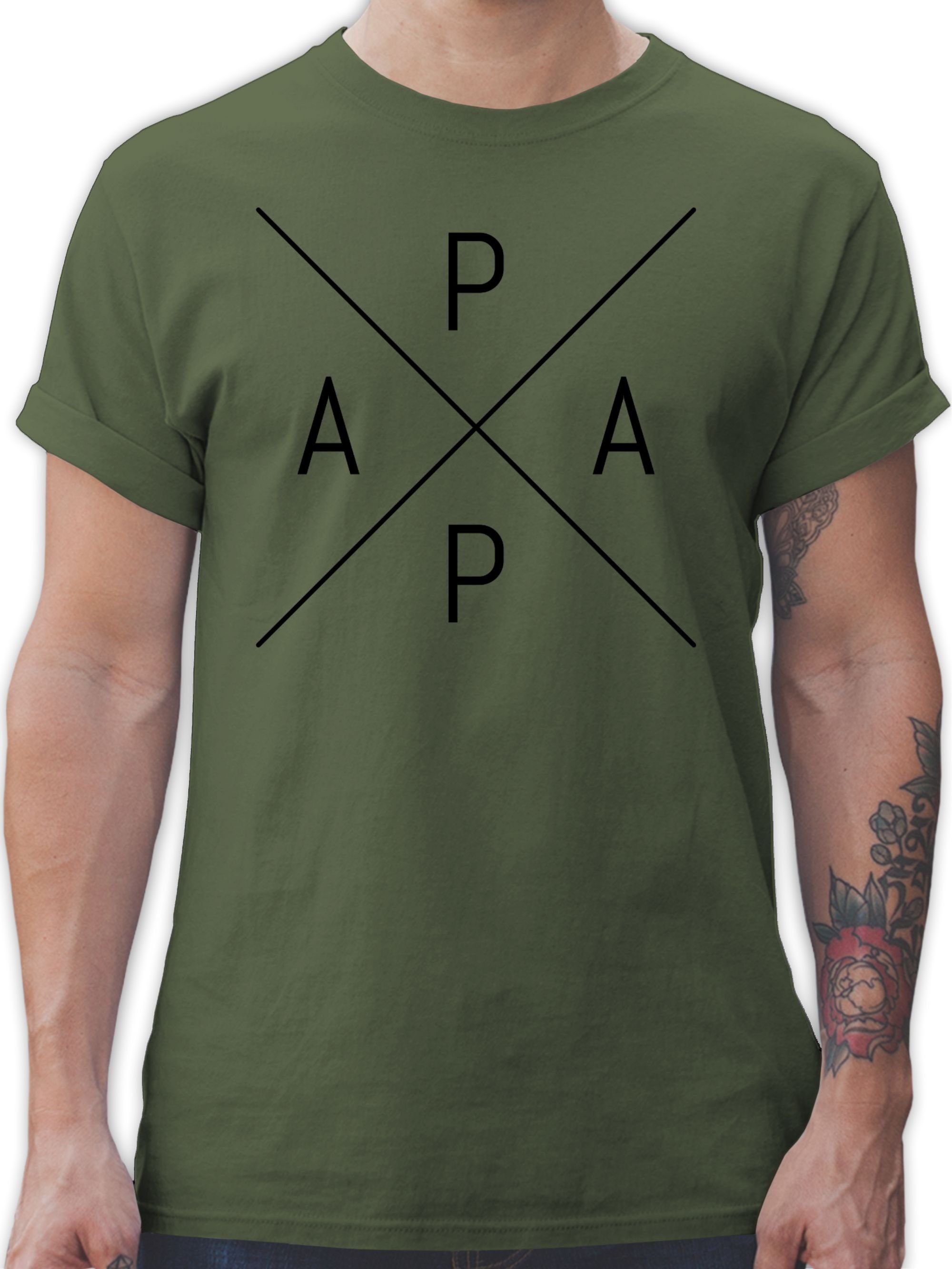 Shirtracer T-Shirt Papa X schwarz Vatertag Geschenk für Papa 02 Army Grün