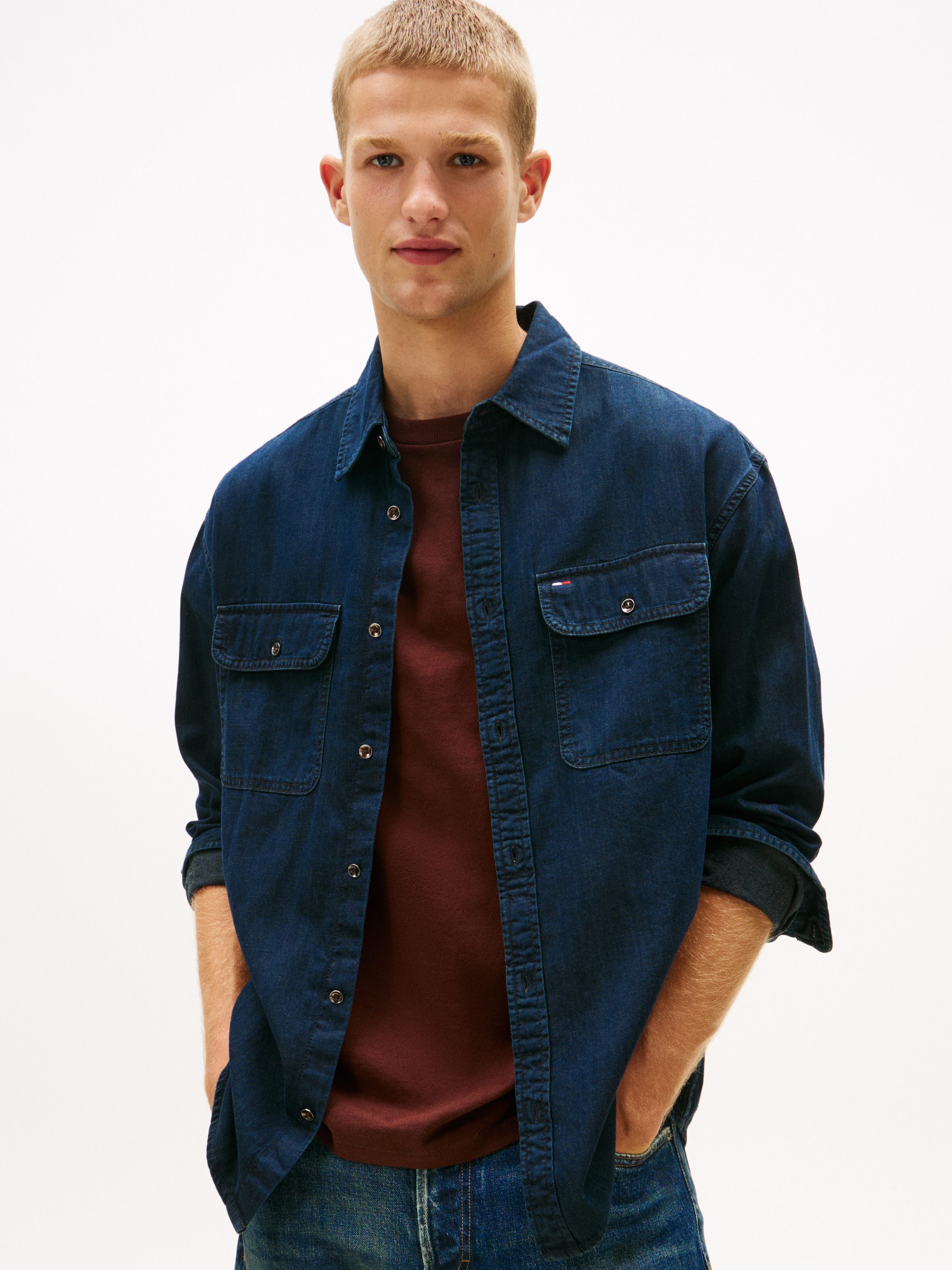 Tommy Jeans Jeanshemd RELAXED DENIM SHIRT Relaxed fit mit Rundhalsausschnit günstig online kaufen
