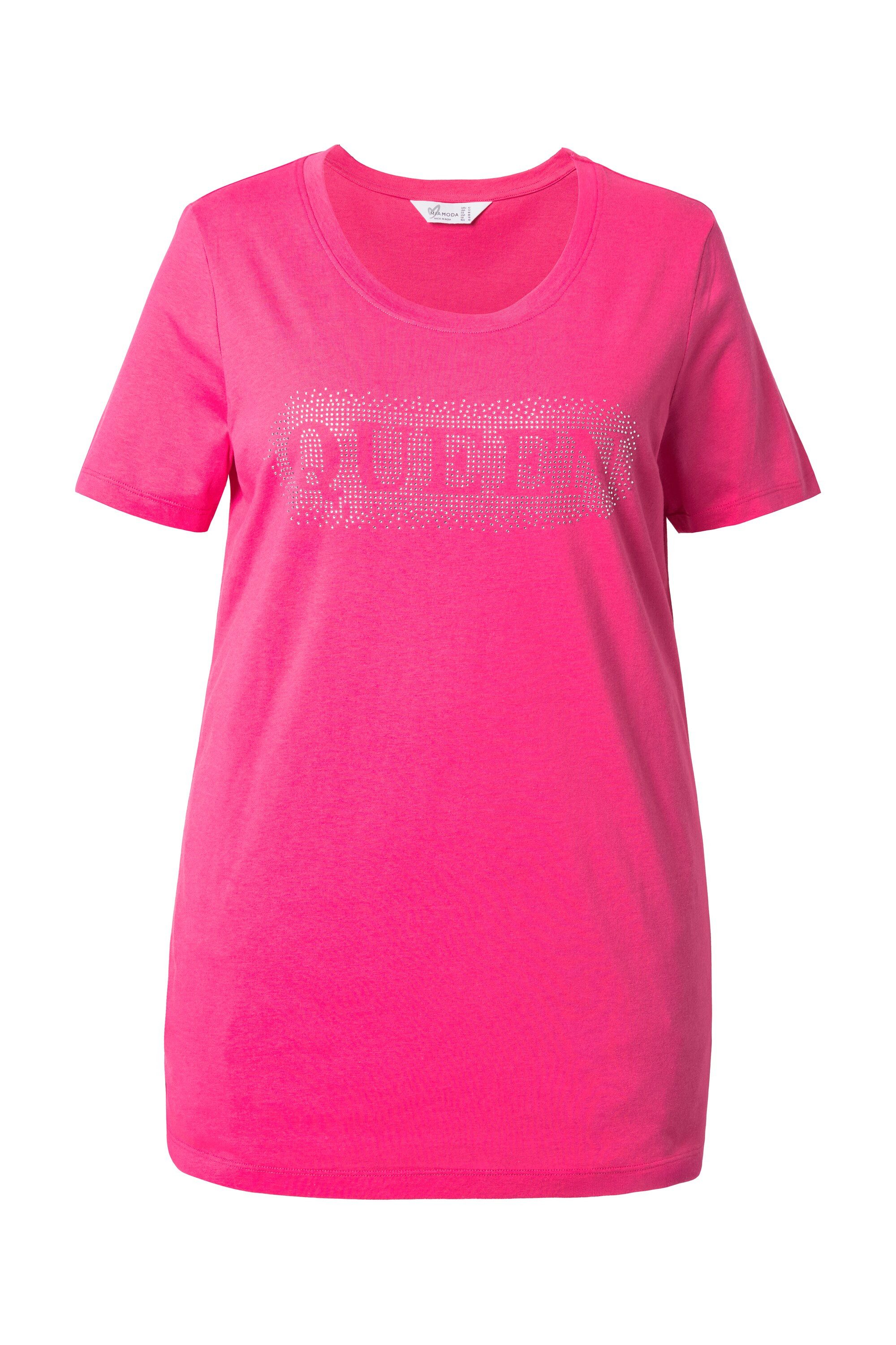 MIAMODA T-Shirt T-Shirt Komfort Fit Glitzersteinchen-Schriftzug günstig online kaufen