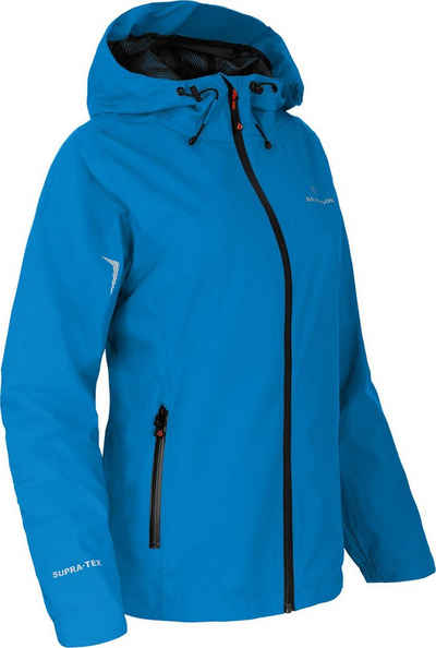 Bergson Outdoorjacke HELLI Damen Regenjacke, Netzfutter, 12000 mm Wassersäule, Kurzgrößen, blau