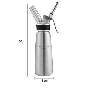 Randaco Sahnesyphon Profi Edelstahl Sahnespender Sahnesyphon 3 Edelstahl Deko-Düsen 500ml, (Gebäck Sahne, Soßen und mehr, 1-tlg) Rostfrei Schlagsahne Dispenser Für Desserts