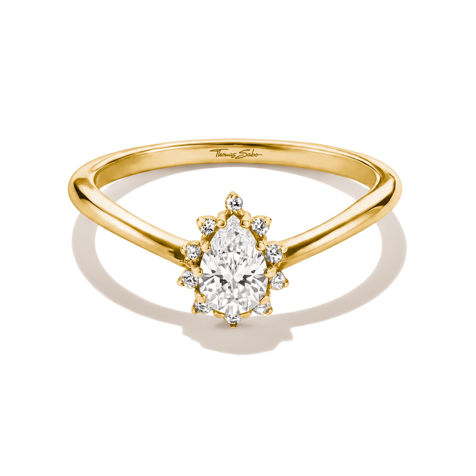 THOMAS SABO Fingerring Ring mit Zirkoniasteinen gelbgoldfarben, mit Zirkonia (synth)
