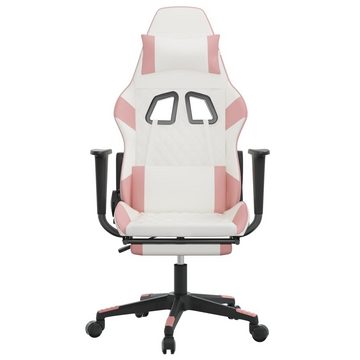 vidaXL Bürostuhl Gaming-Stuhl mit Fußstütze Weiß und Rosa Kunstleder Bürostuhl Home Off