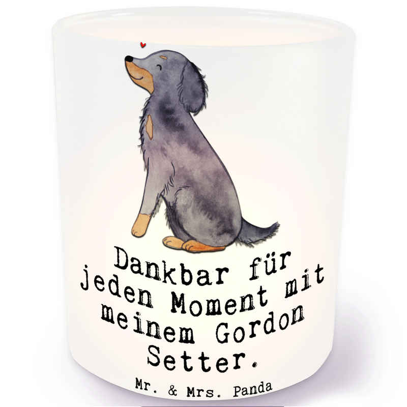 Mr. & Mrs. Panda Windlicht Gordon Setter Moment - Transparent - Geschenk, Jagdhund, Welpe, Teeli (1 St), Liebevolles Design