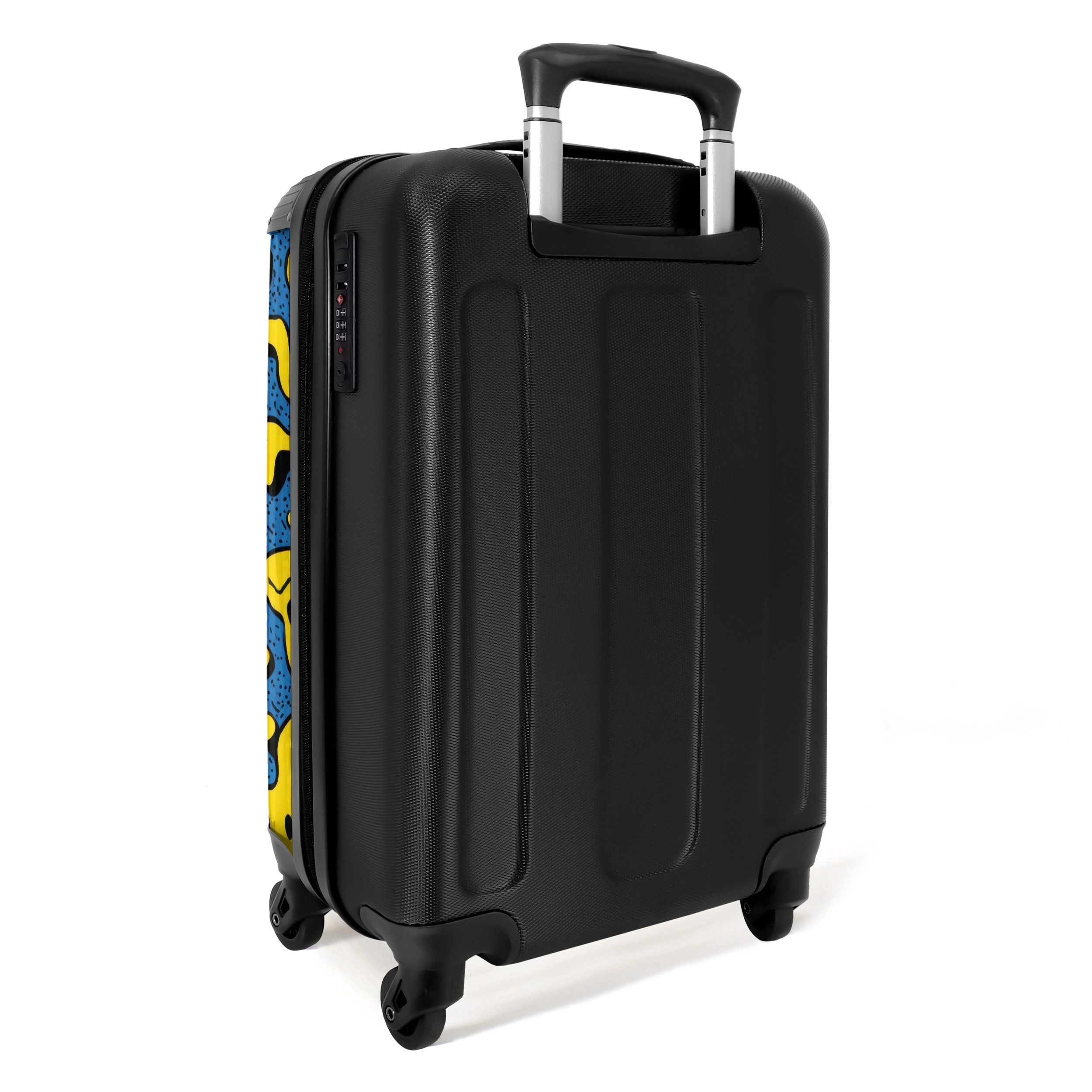 NoBoringSuitcases.com© Kinderkoffer Fließende Smiley-Gesichter auf blauem Hintergrund 55x35x20cm, Kinder Koffer Klein, Trolley Handgepäck, Reisekoffer