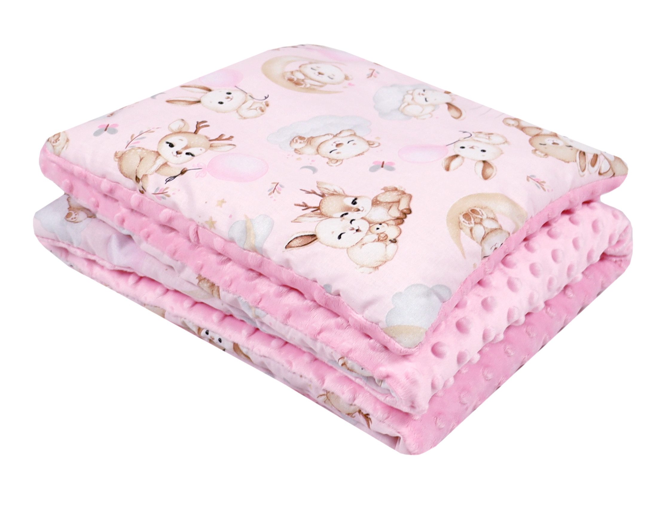 Kinderdecke BABYLUX Babydecke MINKY 2Set Kuscheldecke Decke 75 x 60cm Kinderwagen, BabyLux, MP162 Rosa + Schnuckis
