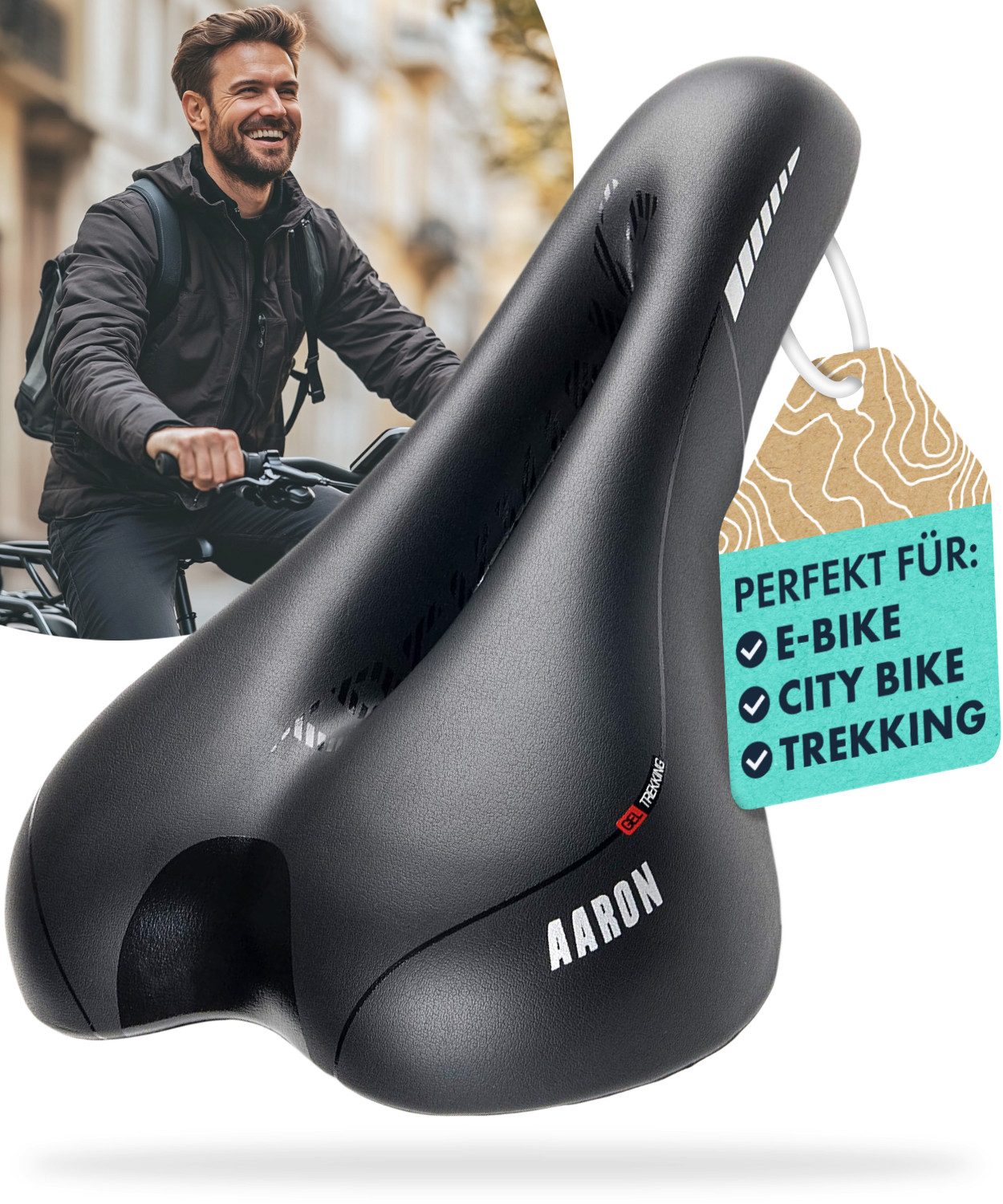 AARON Fahrradsattel Trekking Fahrradsattel für MTB, City und Trekking – Damen und Herren