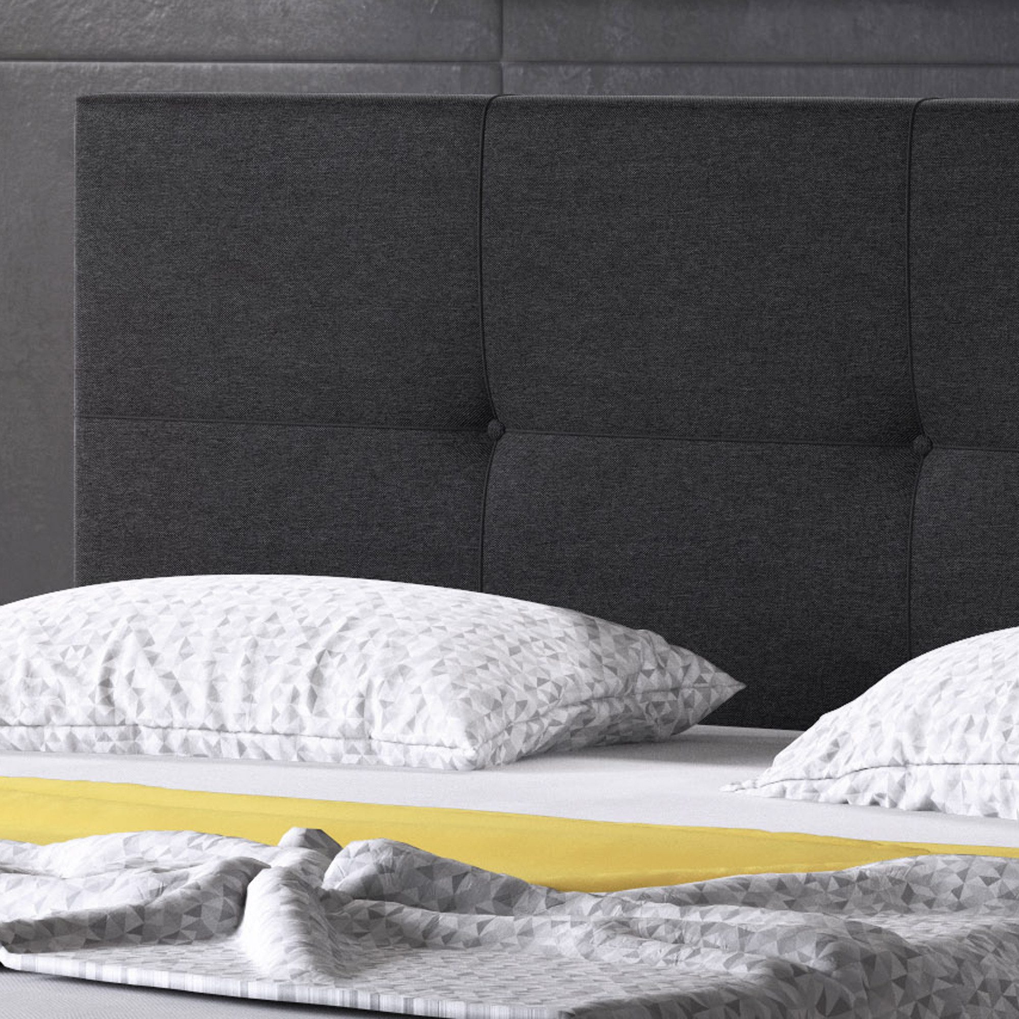 inter Boxspringbett Dallas 180x200 cm Webstoff (180x200 cm, Schwarz inkl. Matratzen und Topper), inkl. Matratzen und Topper