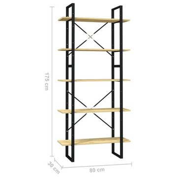 möbelando Bücherregal 3008334, BxHxT: 80x175x30 cm, aus Kiefernholz, Metall in natur mit 5 Einlegeböden