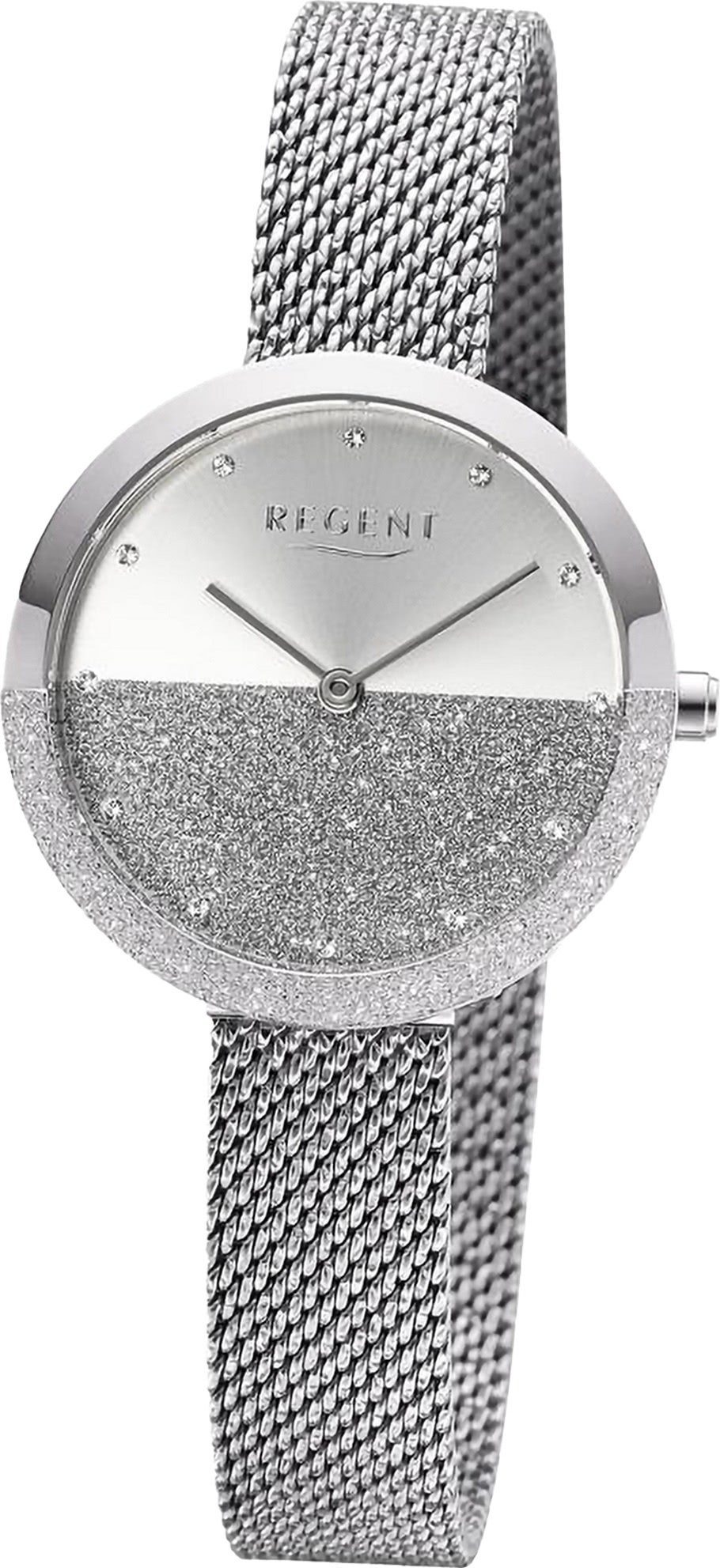 Regent 32mm), Analog, Damen groß (ca. Armbanduhr Regent extra Armbanduhr Metallarmband Quarzuhr rund, Damen
