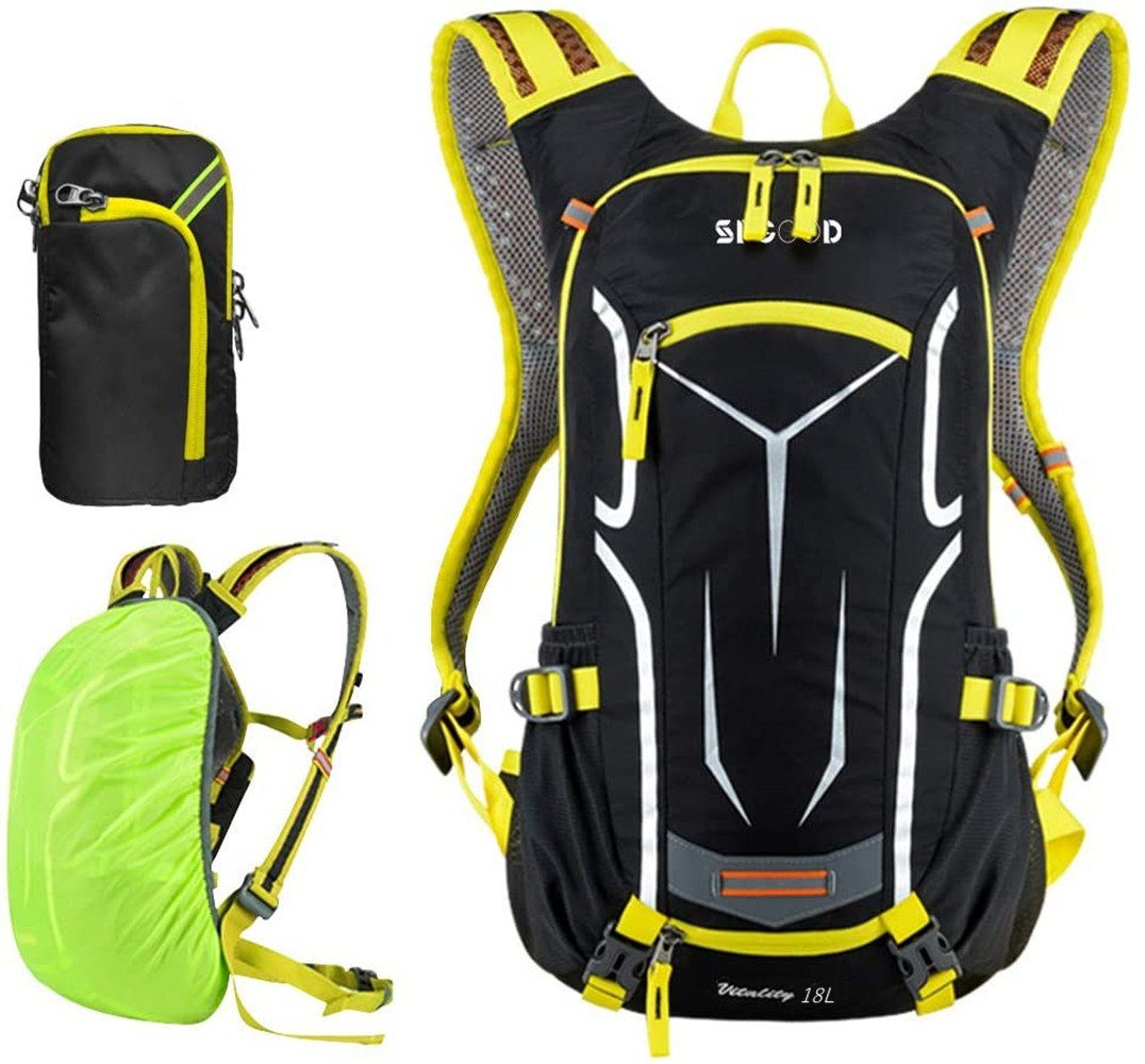 XDeer Fahrradrucksack 18L Ultraleicht Sportrucksack mit Regenschutz und Helmabdeckung, Wasserdichter,Multifunktionaler Fahrradrucksack Trinkrucksack