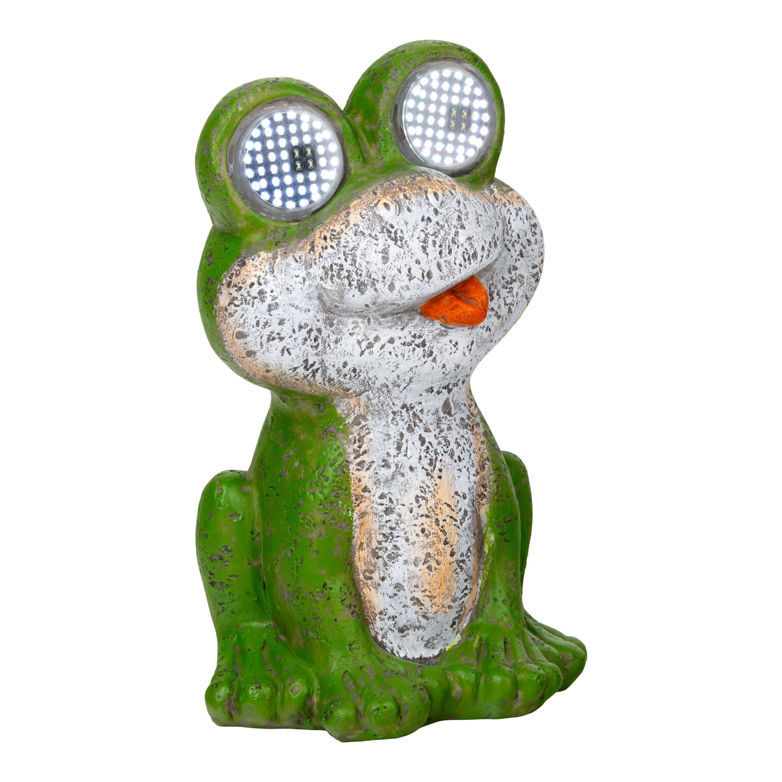 näve LED Solarleuchte Froggel, LED fest integriert, Warmweiß, Froschfigur, animierte LED Augen mit Bewegungseffekt, H: 19cm, grün