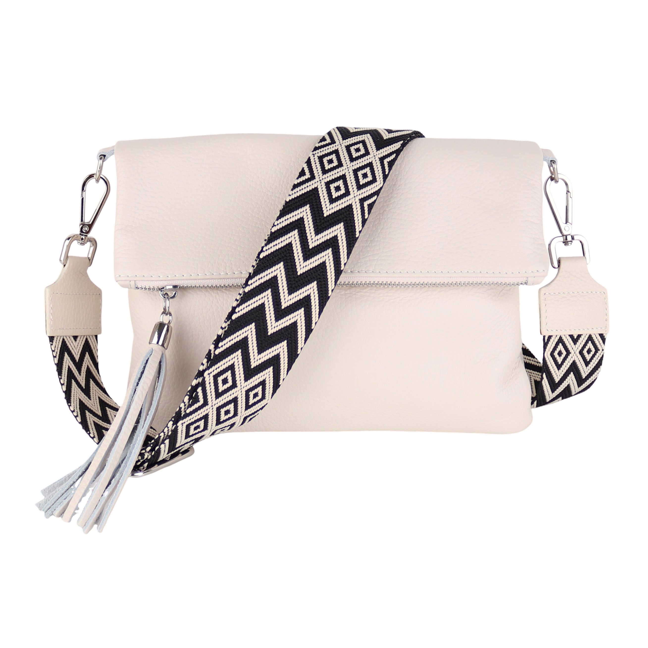 MIRROSI Umhängetasche Damen, Crossbody Bag, Echtleder Made in Italy (1 Tasche 2 Gurte oder Basic Version 1 Tasche 1 Gurt, verstellbaren Schulterriemen), 26x18x2cm (BXHXT)