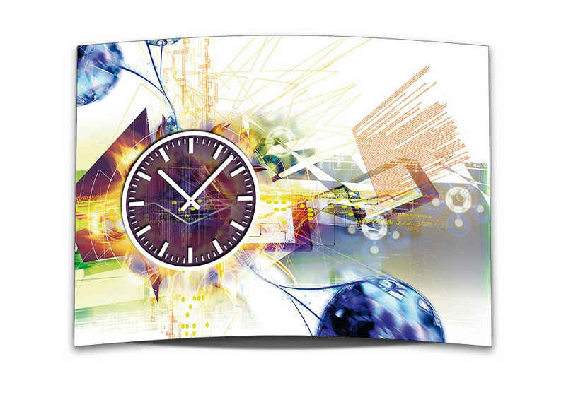 dixtime Wanduhr Wanduhr XXL 3D Optik Dixtime abstrakt hell weiß 50x70 cm leises Uhrwer (Einzigartige 3D-Optik aus 4mm Alu-Dibond)