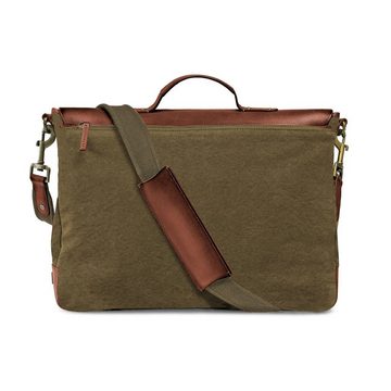 DRAKENSBERG Umhängetasche Aktentasche »Milo« Grün, Herren Schultertasche mit 15" Laptopfach im Vintage-Design aus Canvas