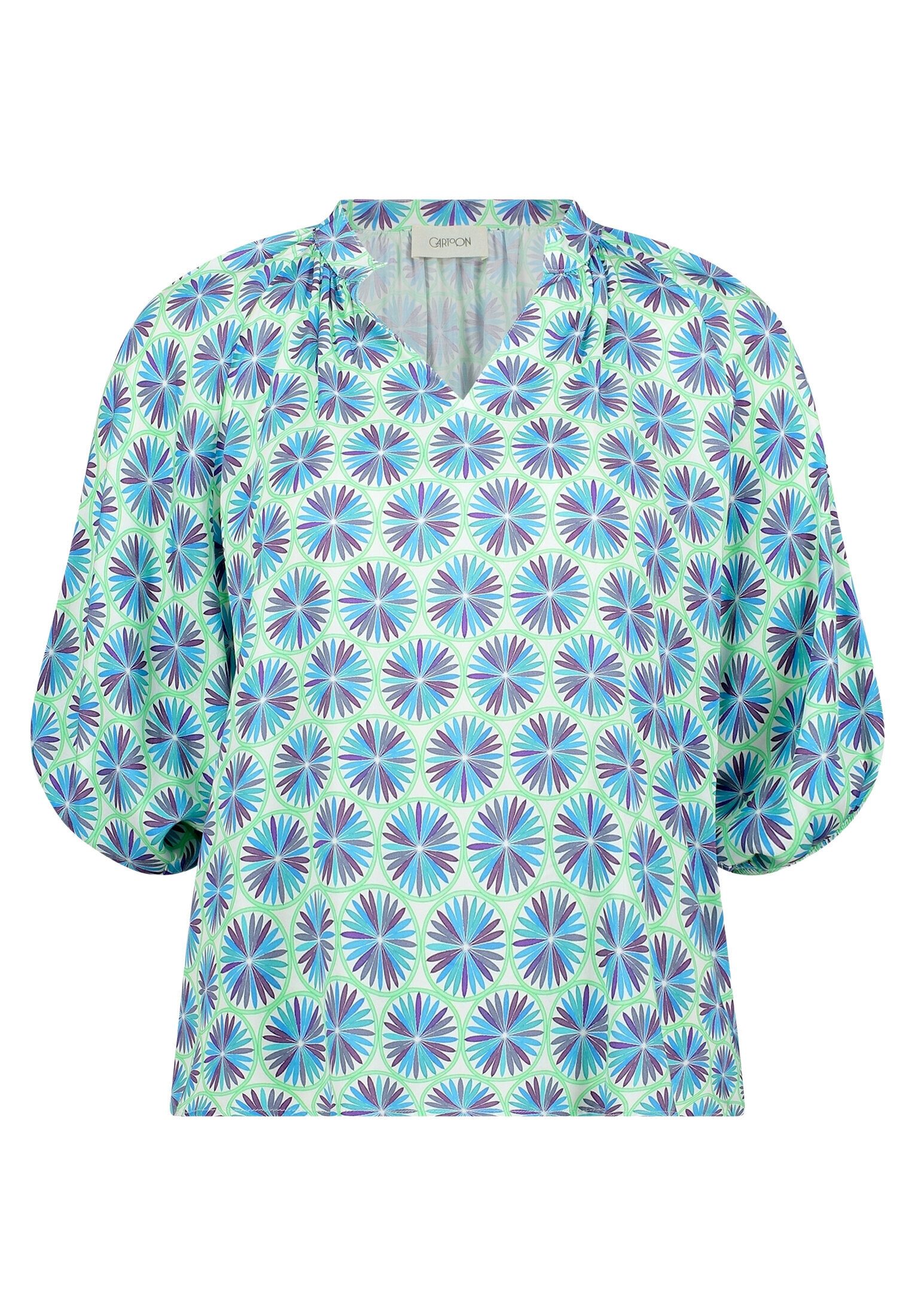 Cartoon Schlupfbluse Damen mit Raffung