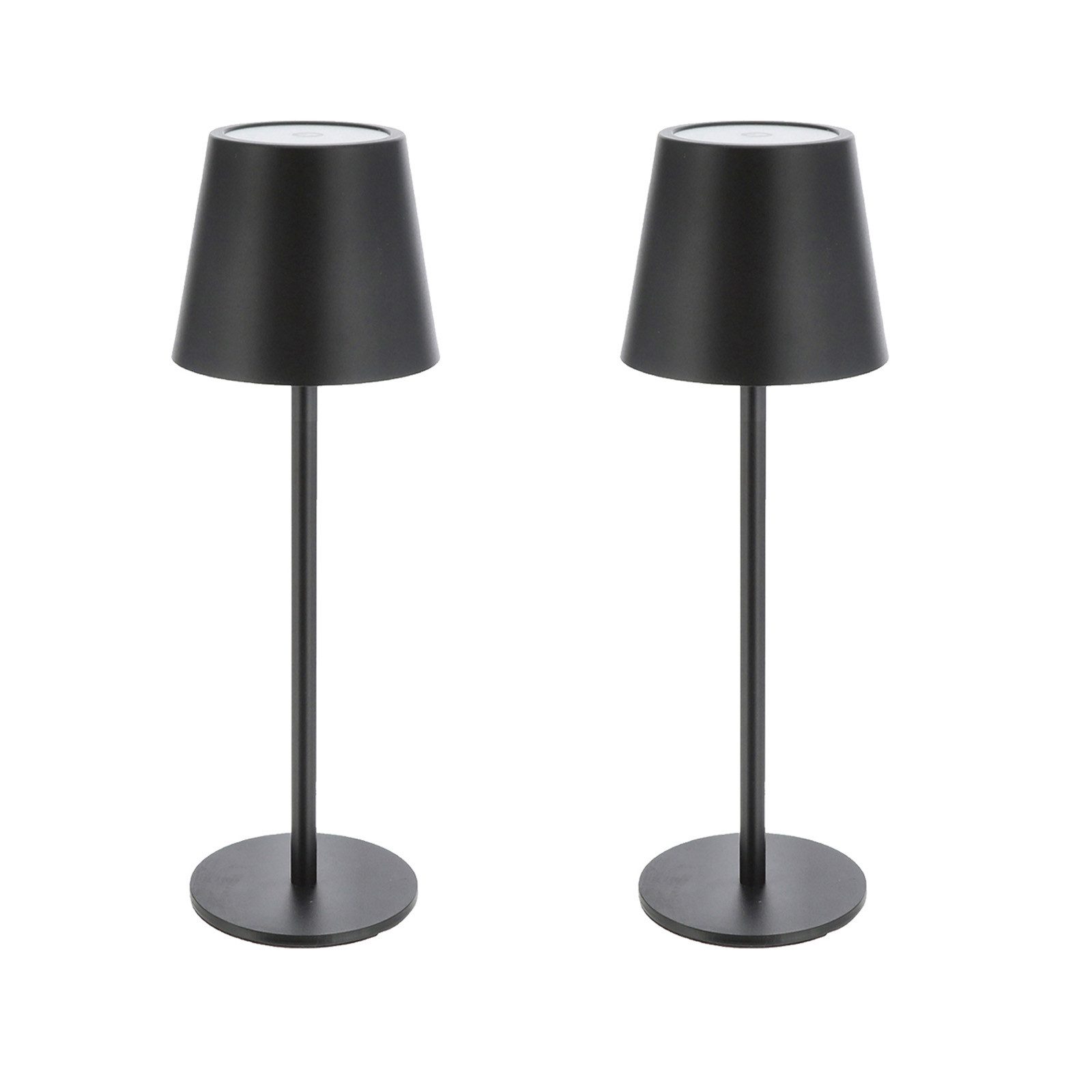 LED Nachttischlampe 2x LED Metall Akku Tischleuchte Schwarz Schreibtischlampe Tischlampe