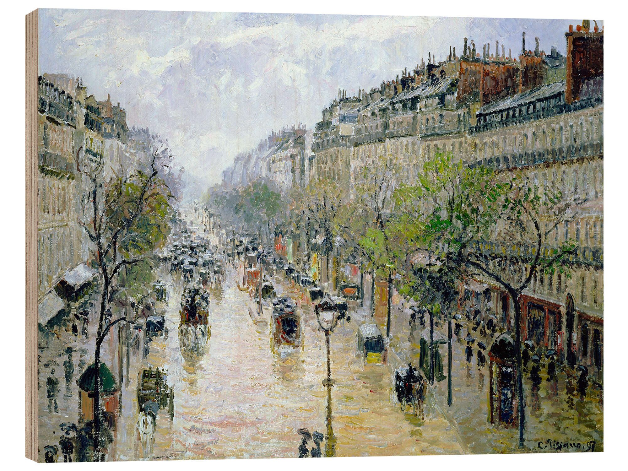 Posterlounge Wandbild Boulevard Montmartre, Frühlingsregen, Camille Pissarro, erhältlich als Poster, Leinwandbild, Wandsticker oder Acrylglasbild