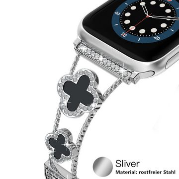 Diida Smartwatch-Armband Uhrenarmband, Watch Band, Band für Apple Watch, Silber+Schwarz, für iWatch, Uhrenarmband Serie 1,2,3,4,5,6,7,8, Armband
