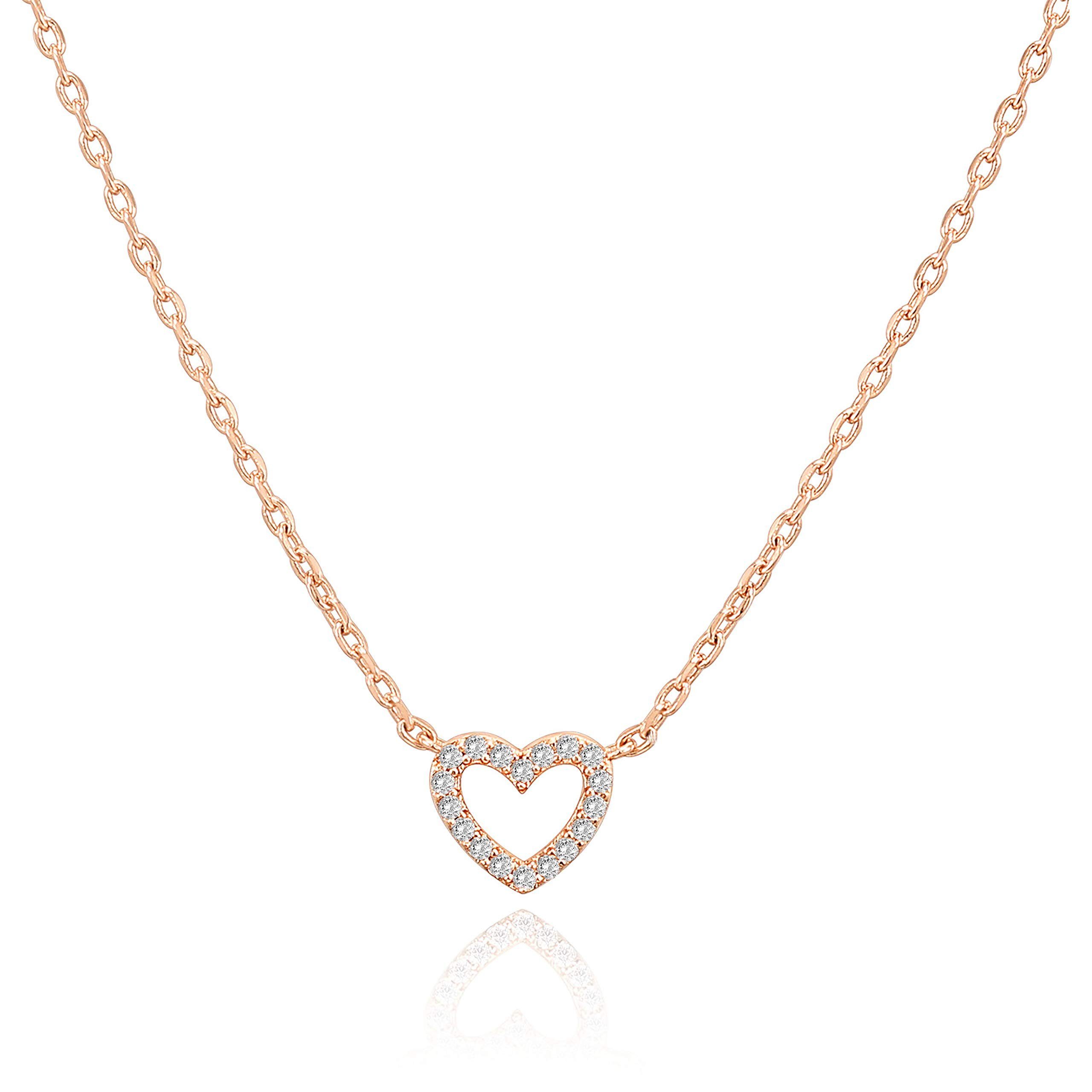 Haiaveng Edelstahlkette Herz-Halskette, Nette zierliche Liebesanhänger-Halsketten für Frauen Roségold