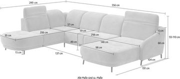 sit&more Wohnlandschaft Blues U-Form, inkl. Kopfteilverstellung, wahlweise mit Klapptisch und USB