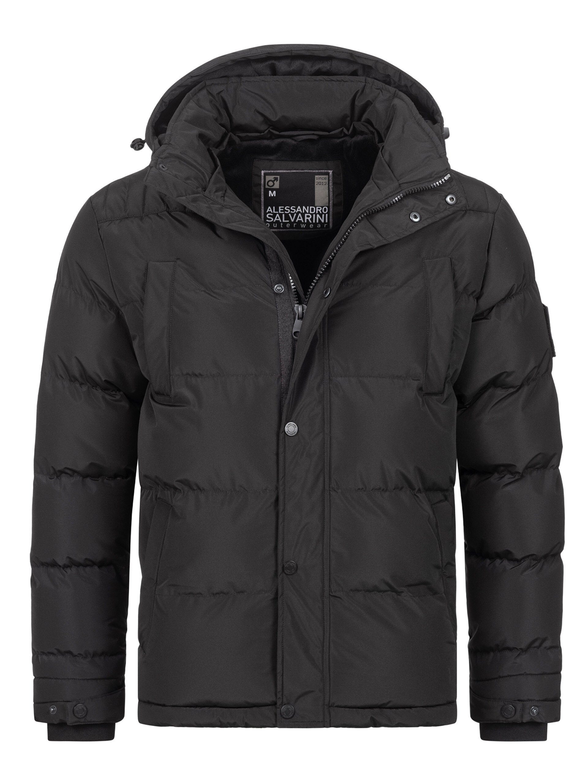 Alessandro Salvarini Winterjacke ASEzkimo warmen Teddyfell mit Schwarz