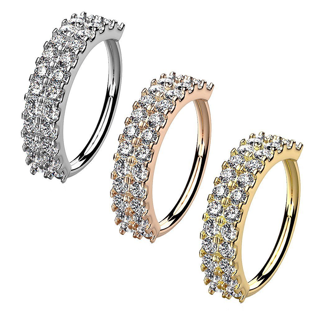 Taffstyle Nasenpiercing Piercing Biegbar filigrane Creole mit Kristall, Ring Doppel Zirkonia Glitzer Septum Nase Lippe Nasenring Ohr Knorpel – Bild 3 von 4