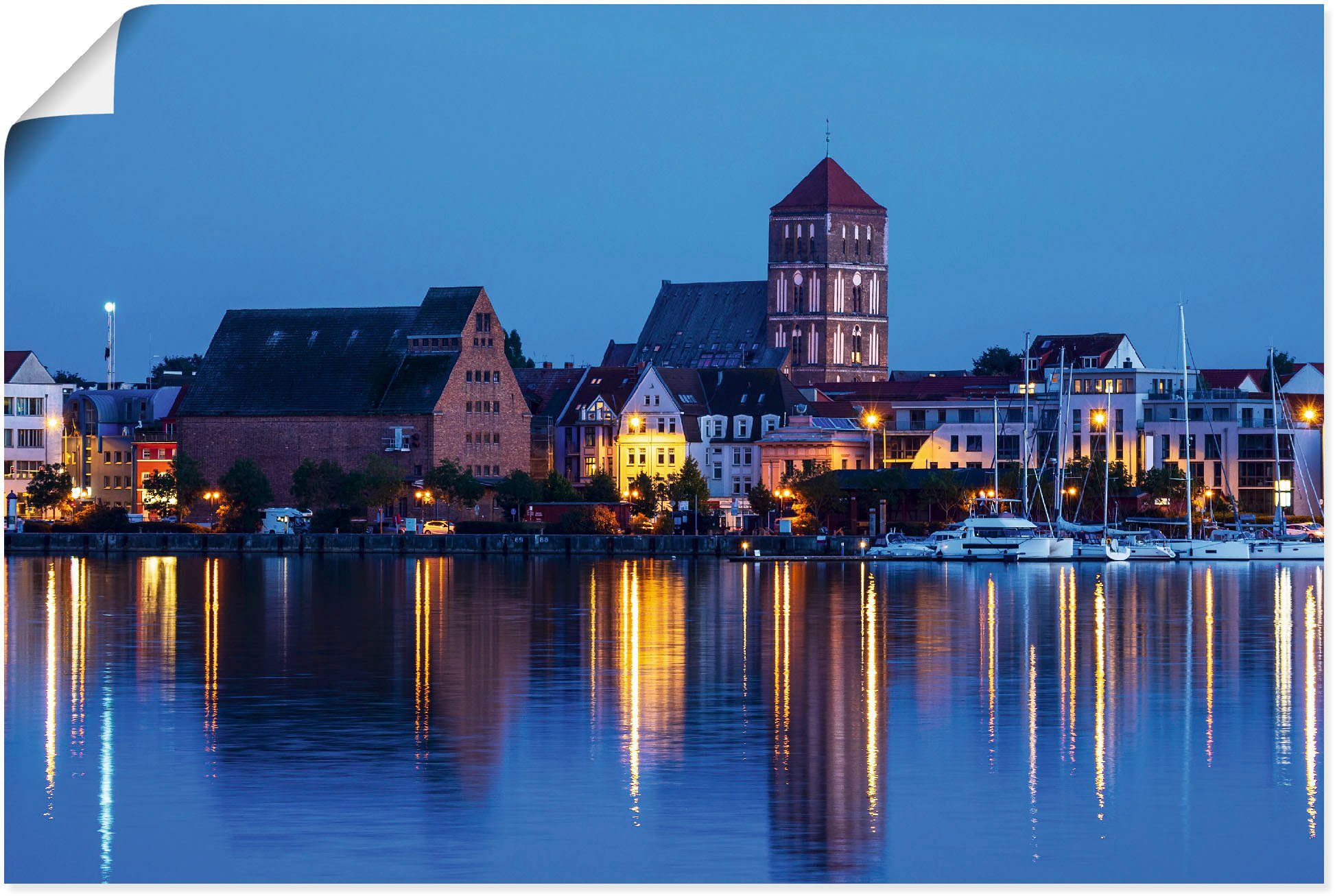 Artland Wandbild Blick über Warnow auf Rostock II, Rostock (1 St), als  Alubild, Leinwandbild, Wandaufkleber oder Poster in versch. Größen