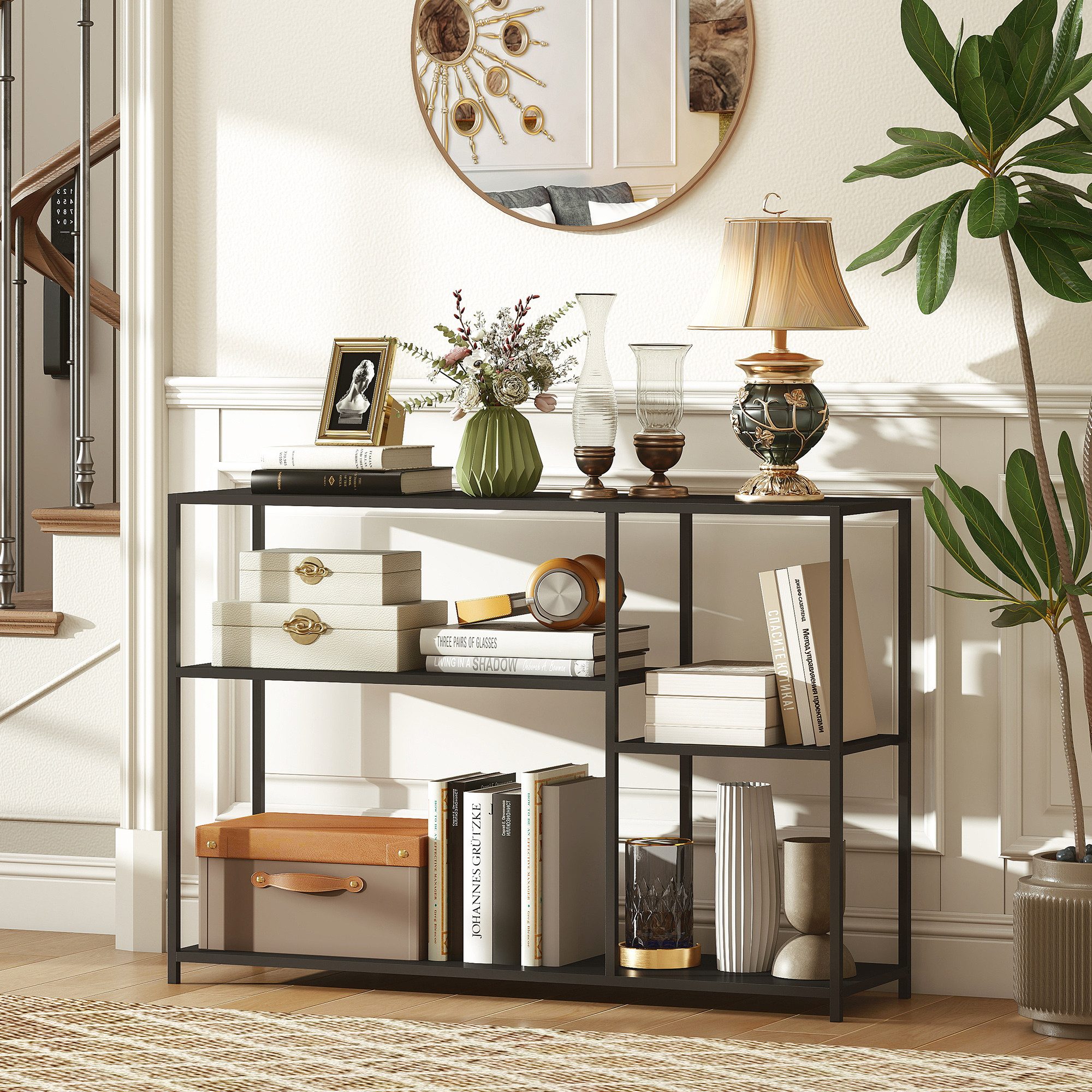 HOMCOM Konsolentisch Schmaler Sofatisch mit 4 Ebenen (mit Stahlrahmen, 1-St günstig online kaufen