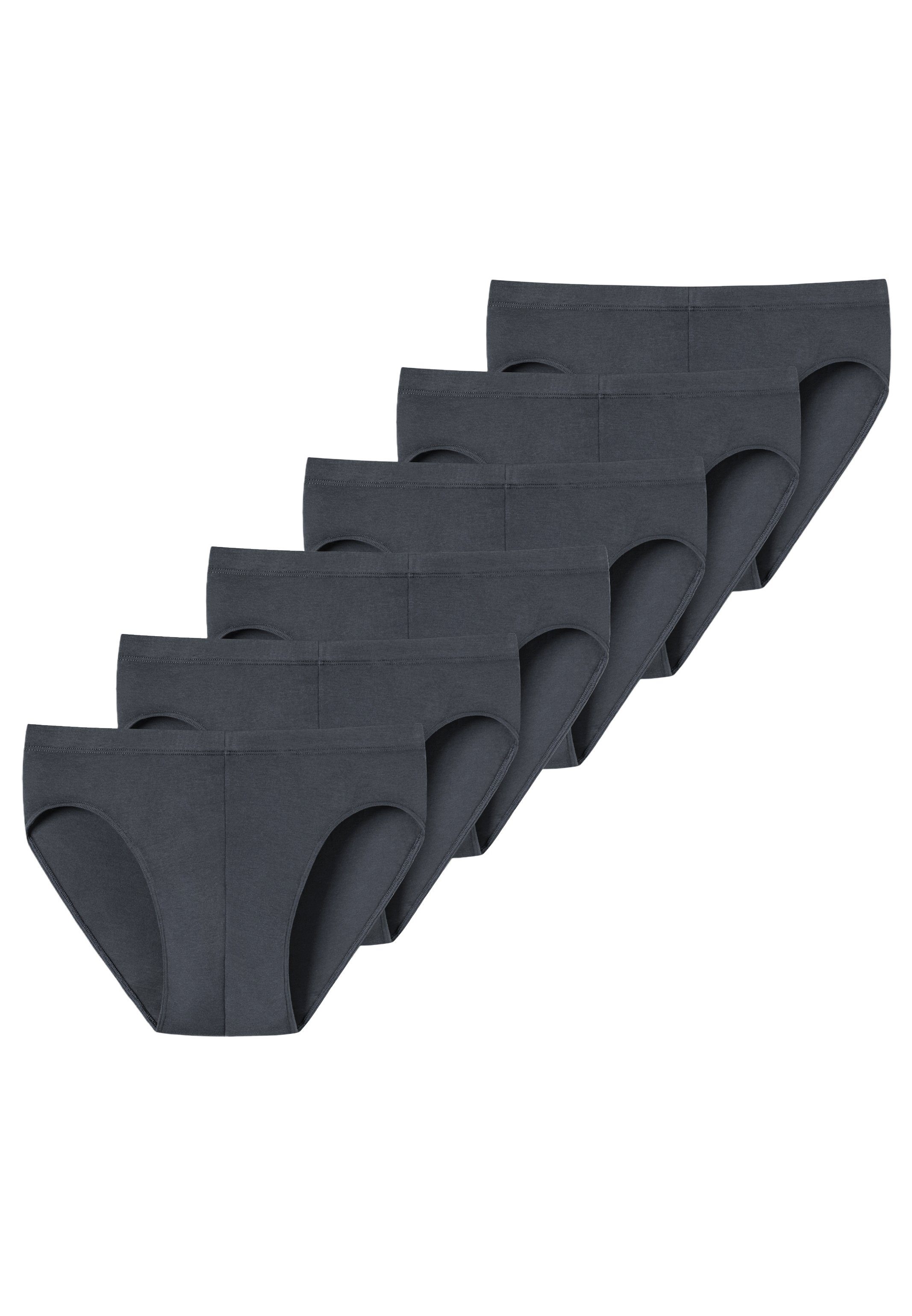 Unterhose Slip Baumwolle uncover by (Spar-Set, 6-St) SCHIESSER Ohne Basic Dunkelgrau - - Mini 6er / Eingriff Pack - Slip