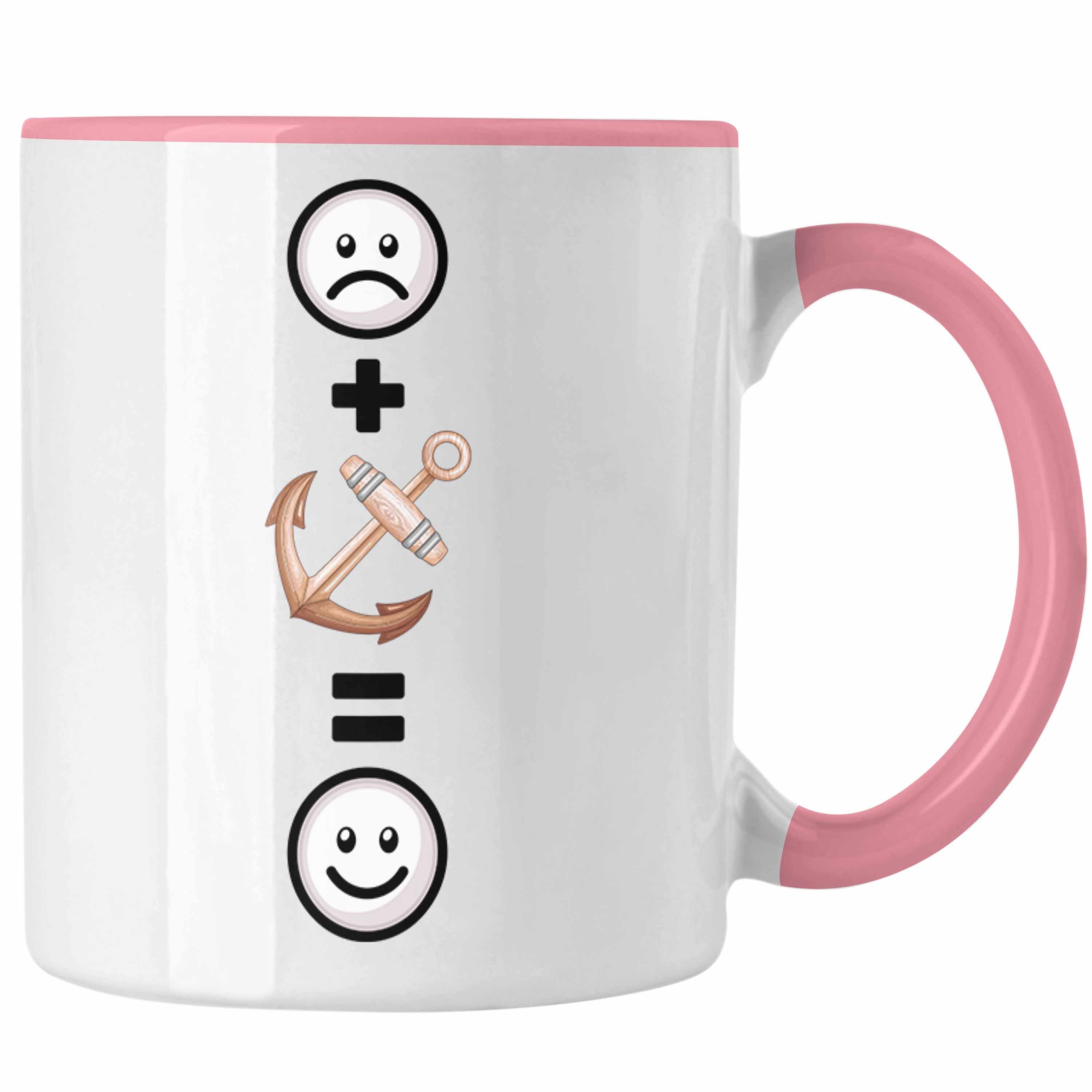 Trendation Tasse Kapitän Tasse Geschenk Geschenkidee Boots Lustige Anker für Geburtstag Rosa