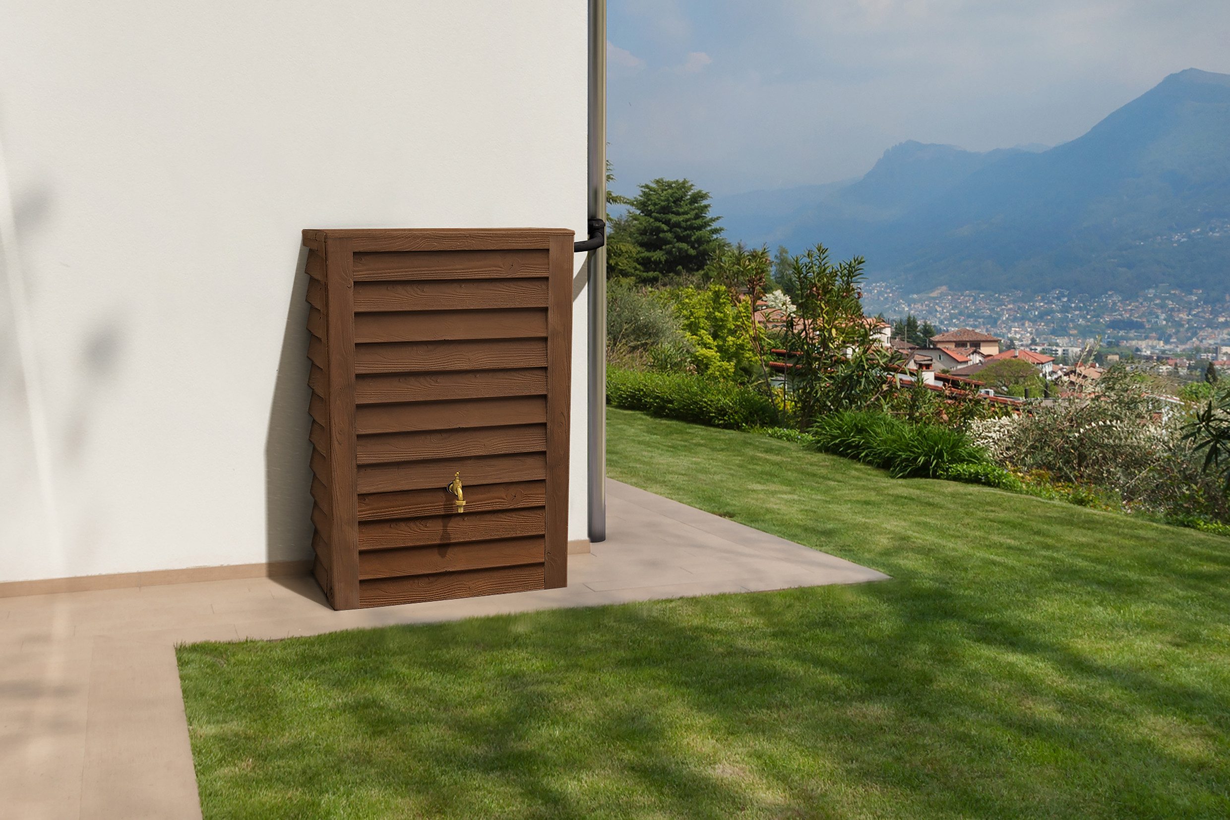 GARANTIA Regentonne WOODY Junior Wandtank 300 Liter darkwood, 300 l