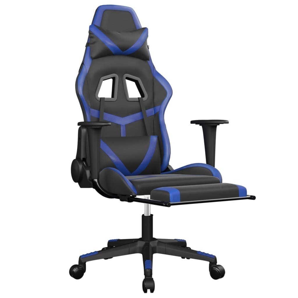 furnicato Gaming-Stuhl mit Fußstütze und St) Kunstleder (1 Schwarz Blau