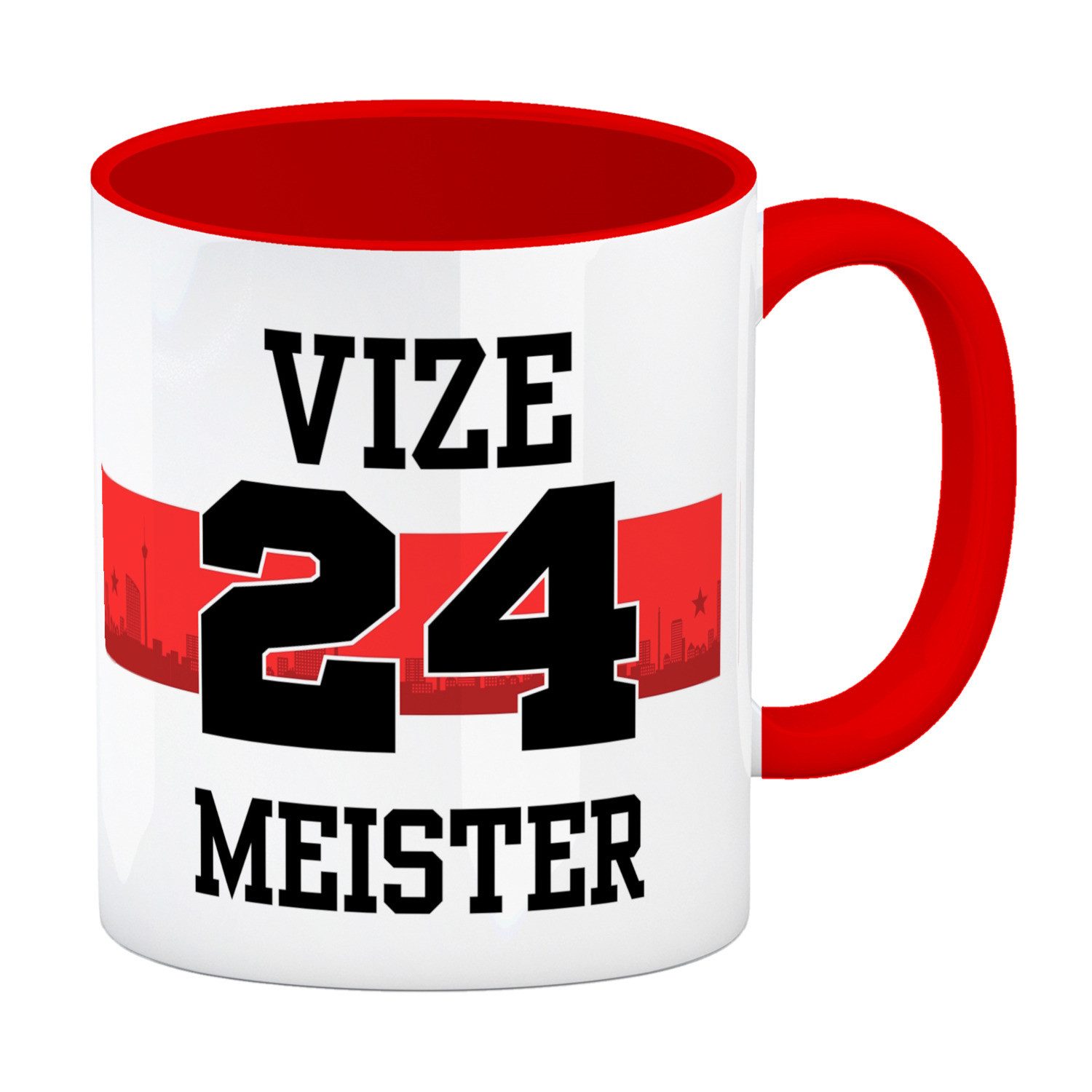 speecheese Tasse Stuttgart Brustring Kaffeebecher in rot mit Spruch Vizemeister 2024
