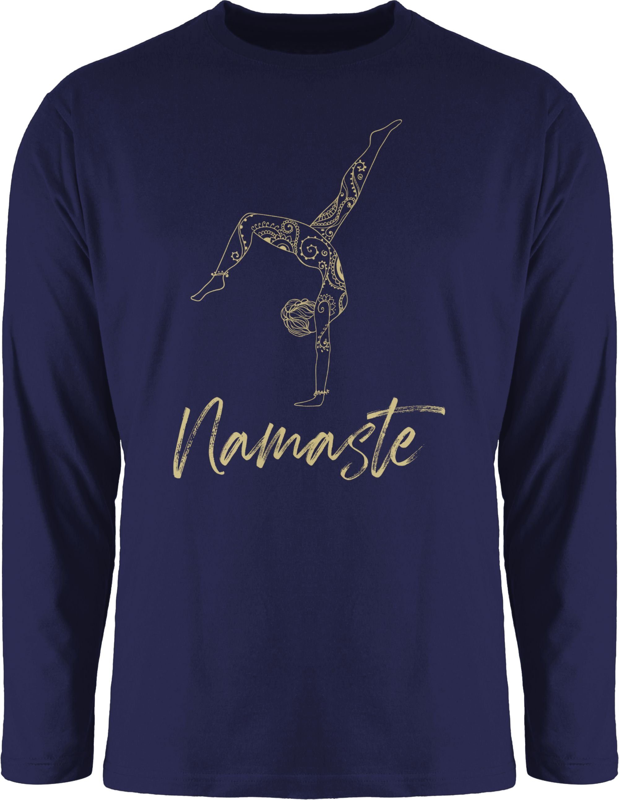 Shirtracer Rundhalsshirt Namaste Yoga Handstand Mandala Meditation Yoga 3 Navy Blau